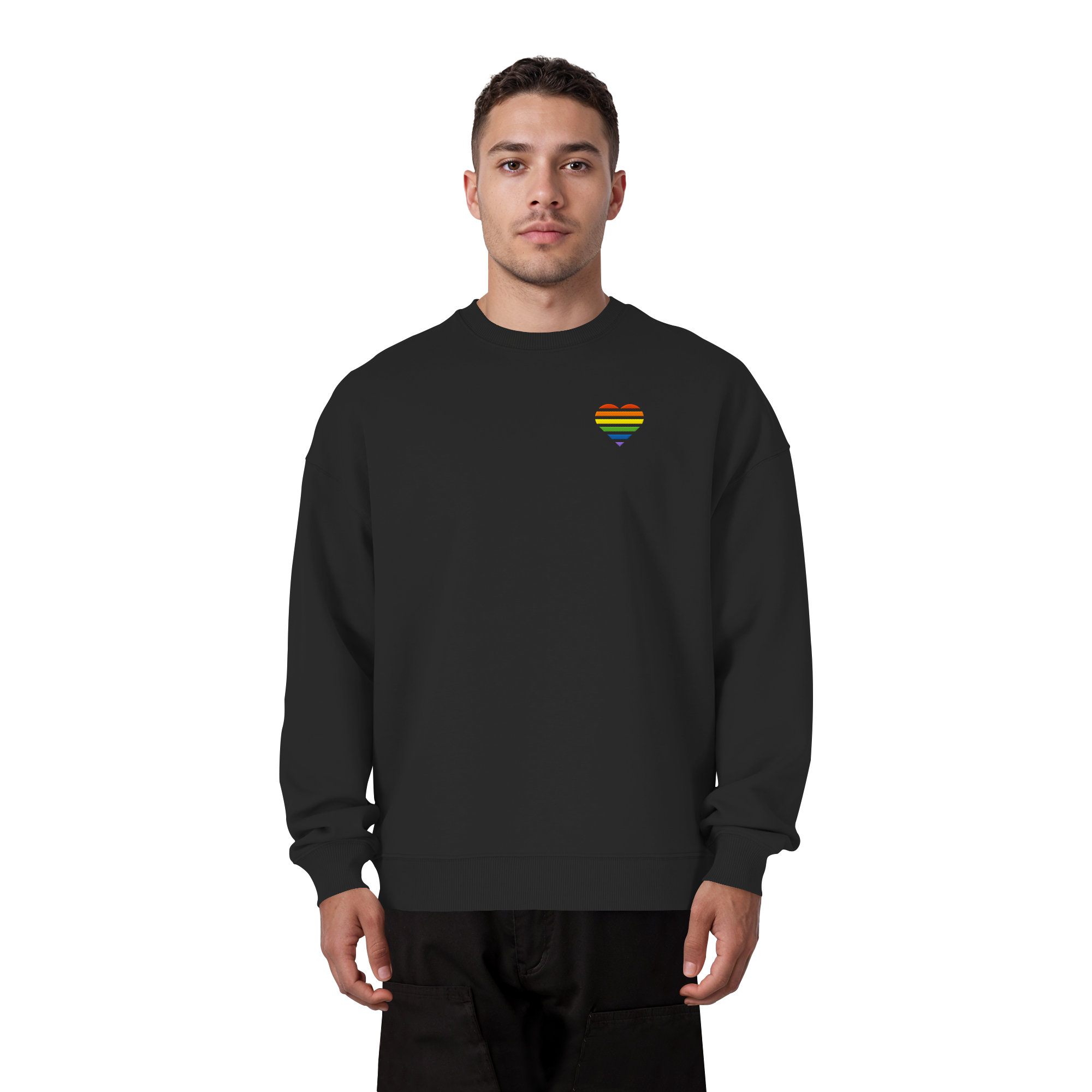 Organic Oversize Sweatshirt - Pride Flag Herz Stick
