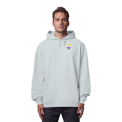 Organic Oversize Hoodie mit Herz Stick - Nonbinary