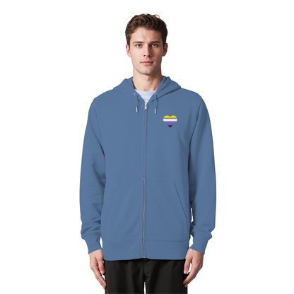 Organic Zipper mit Herz Stick - Nonbinary