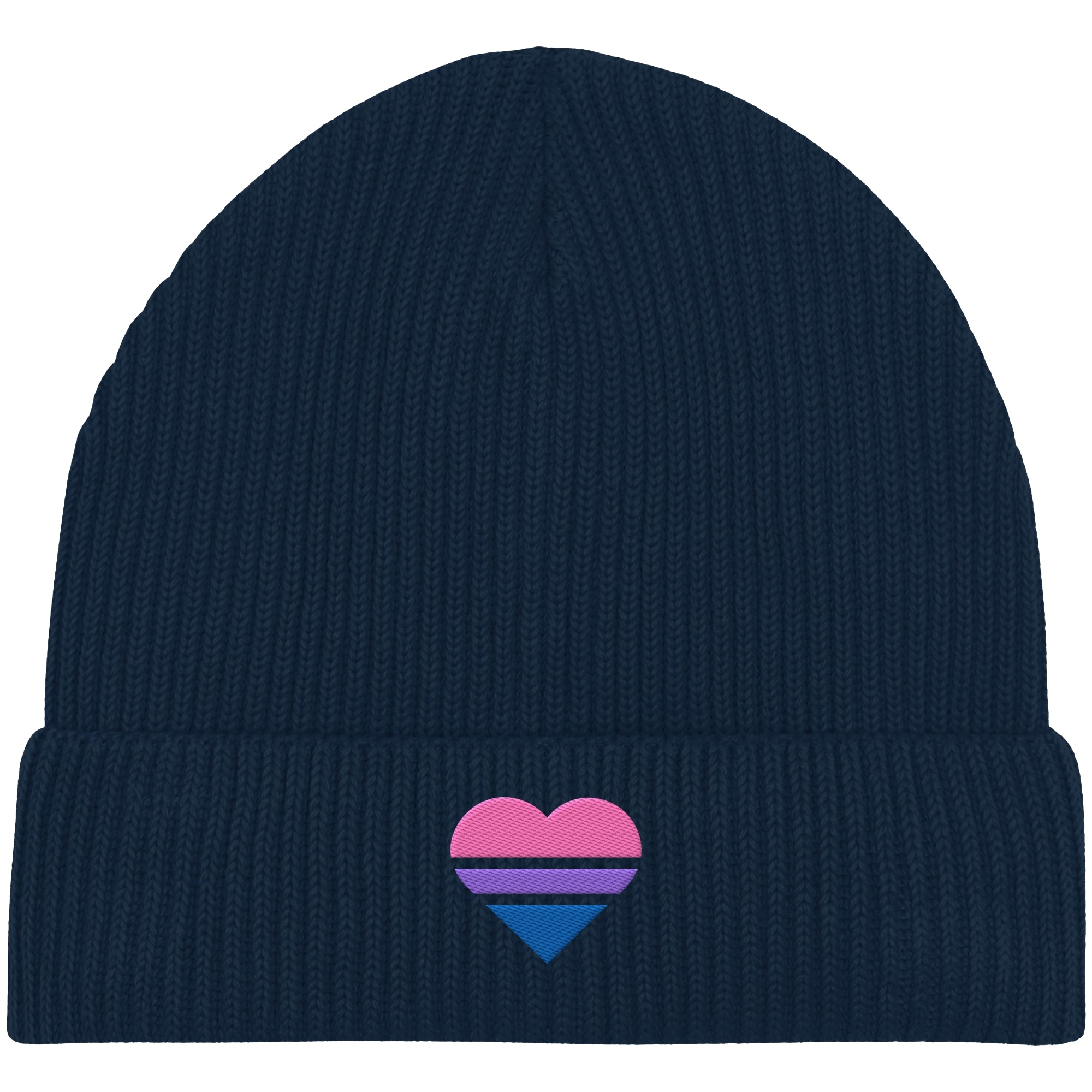 Organic Fisherman Beanie - Bisexual Flag Herz Stick