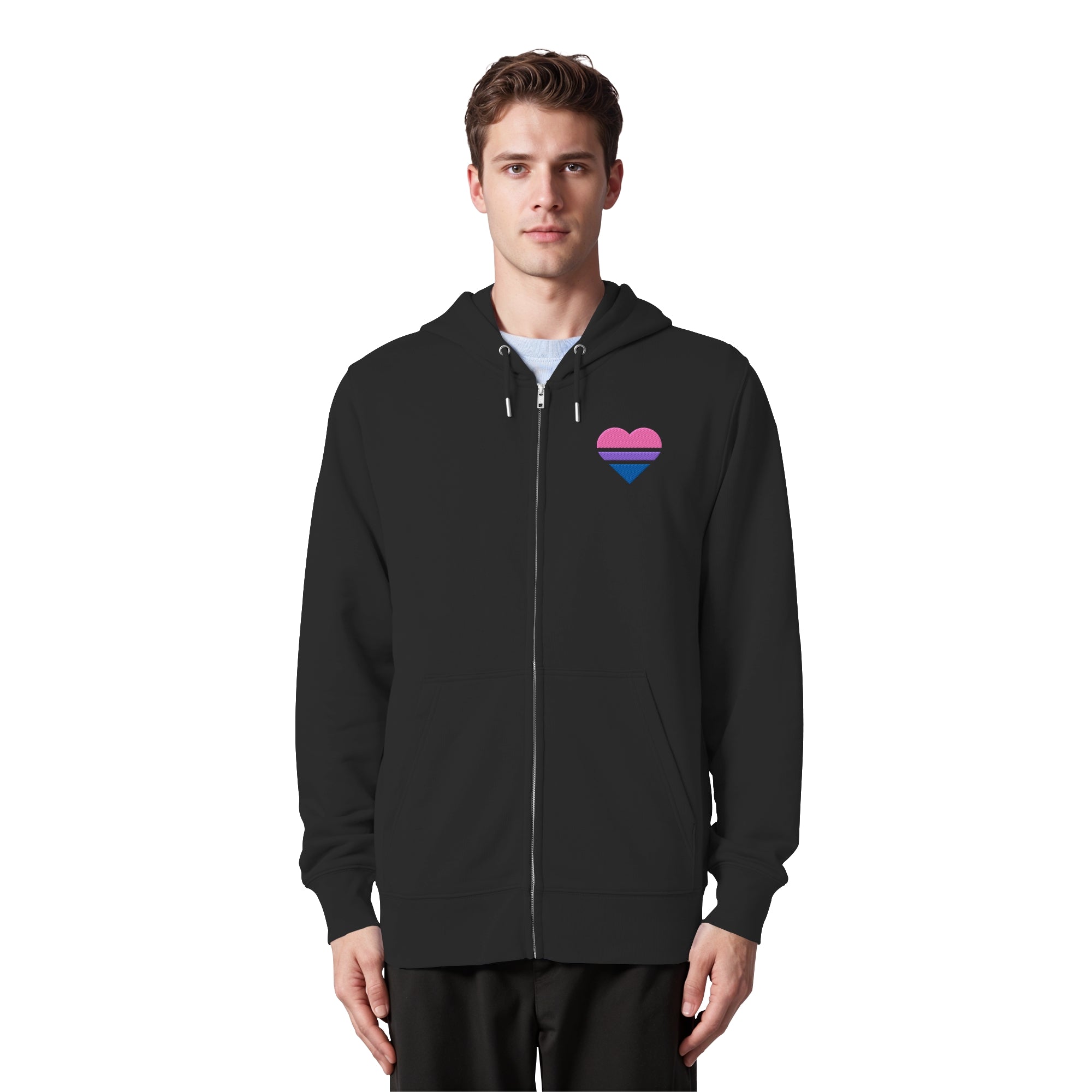 Organic Zipper - Bisexual Flag Herz Stick