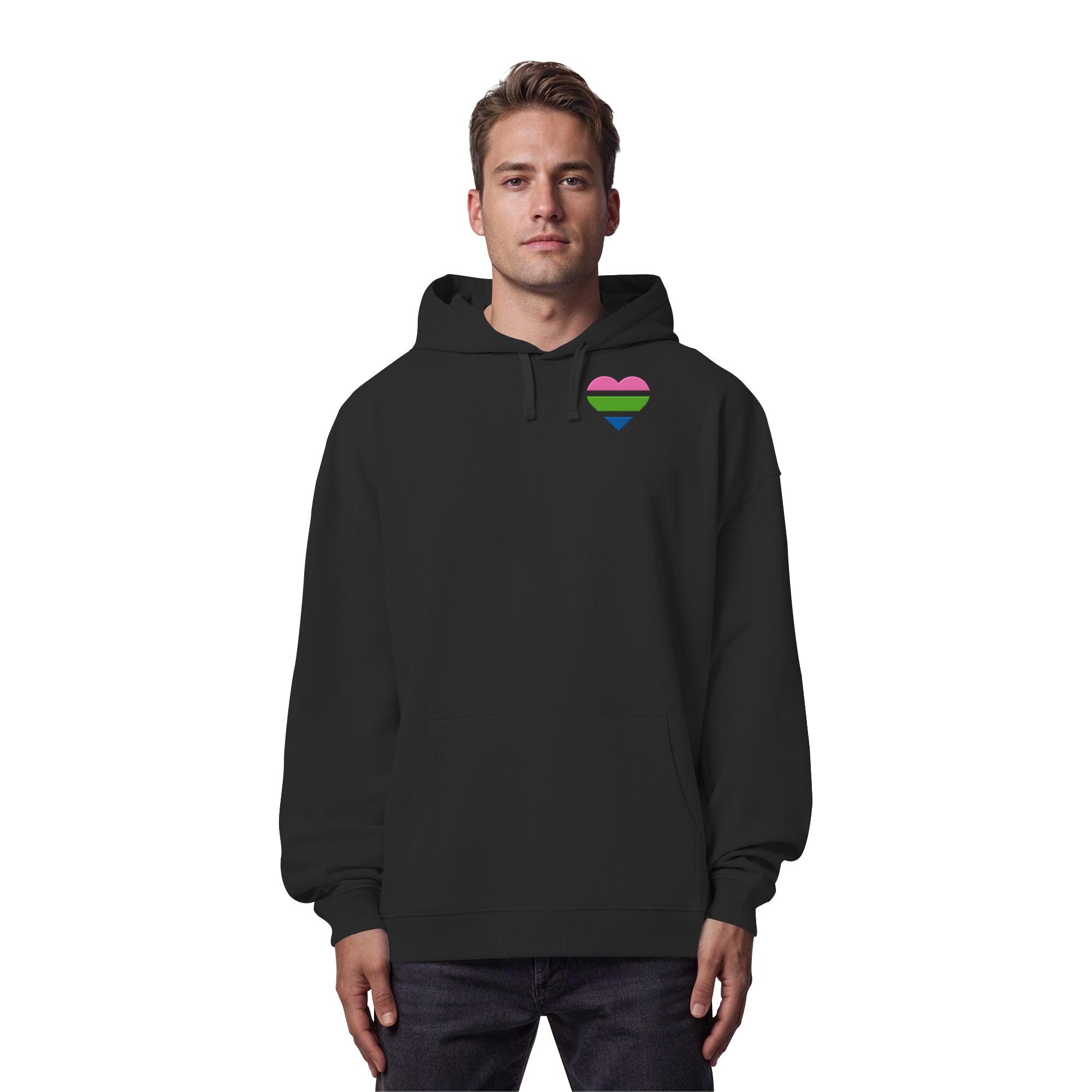 Organic Oversize Hoodie - Polysexual Flag Herz Stick
