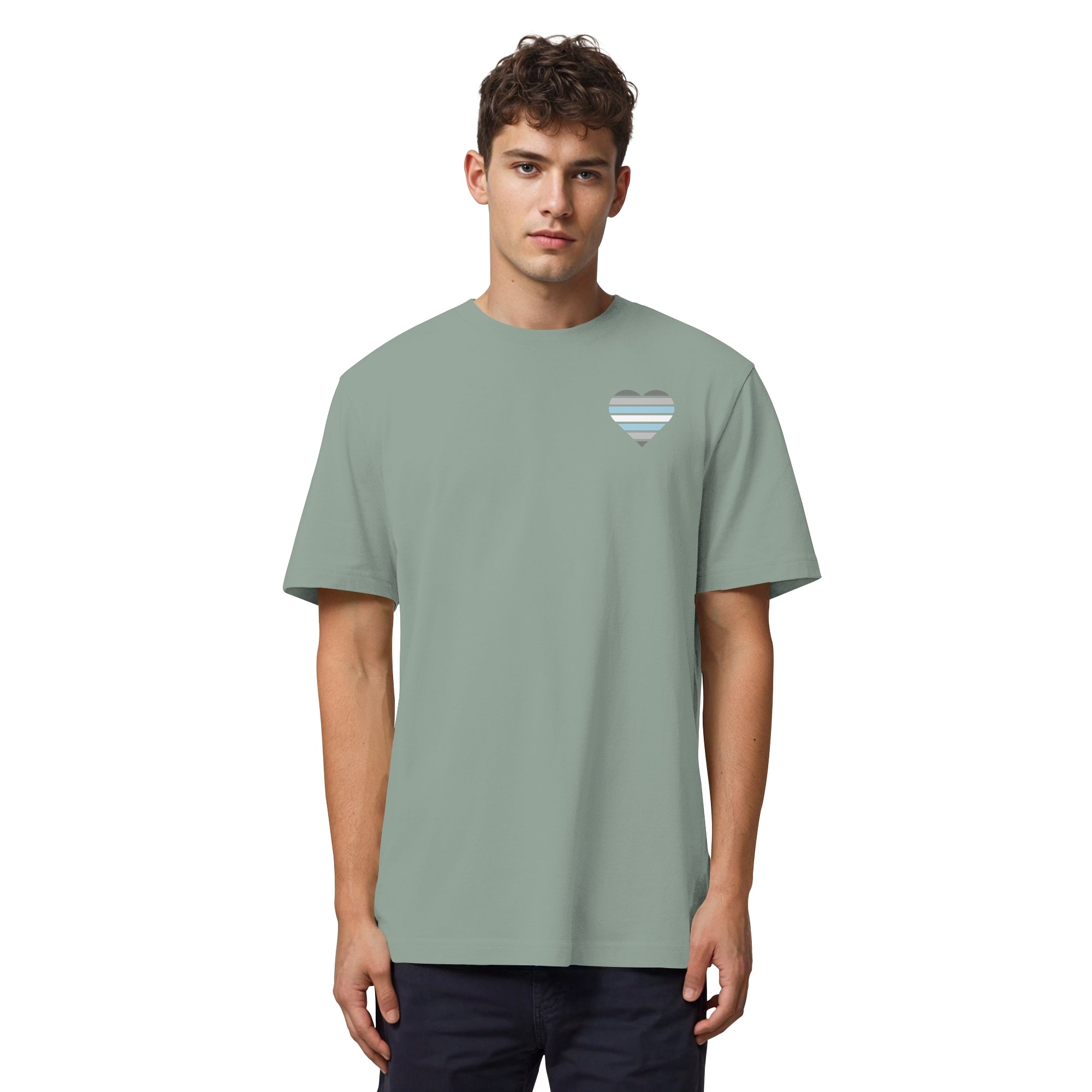 Organic Heavy Shirt - Demiboy Flag Herz Print