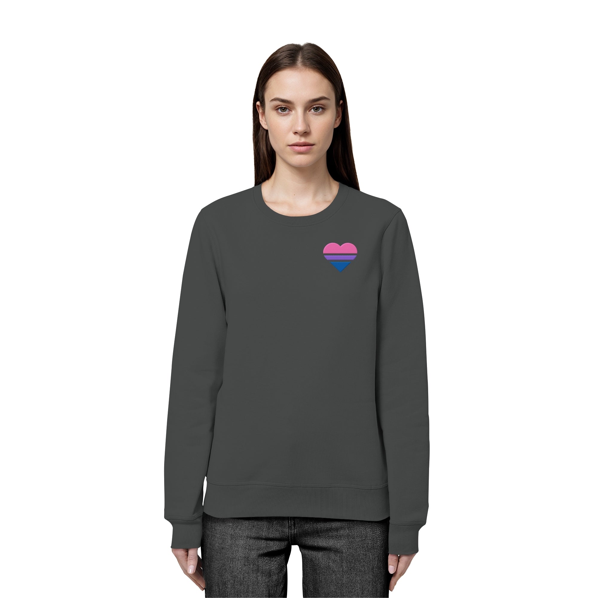 Organic Basic Sweatshirt - Bisexual Flag Herz Stick