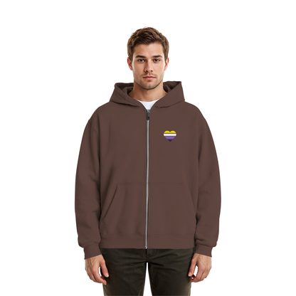 Fluffy Boxcut Zipper mit Herz Stick - Nonbinary