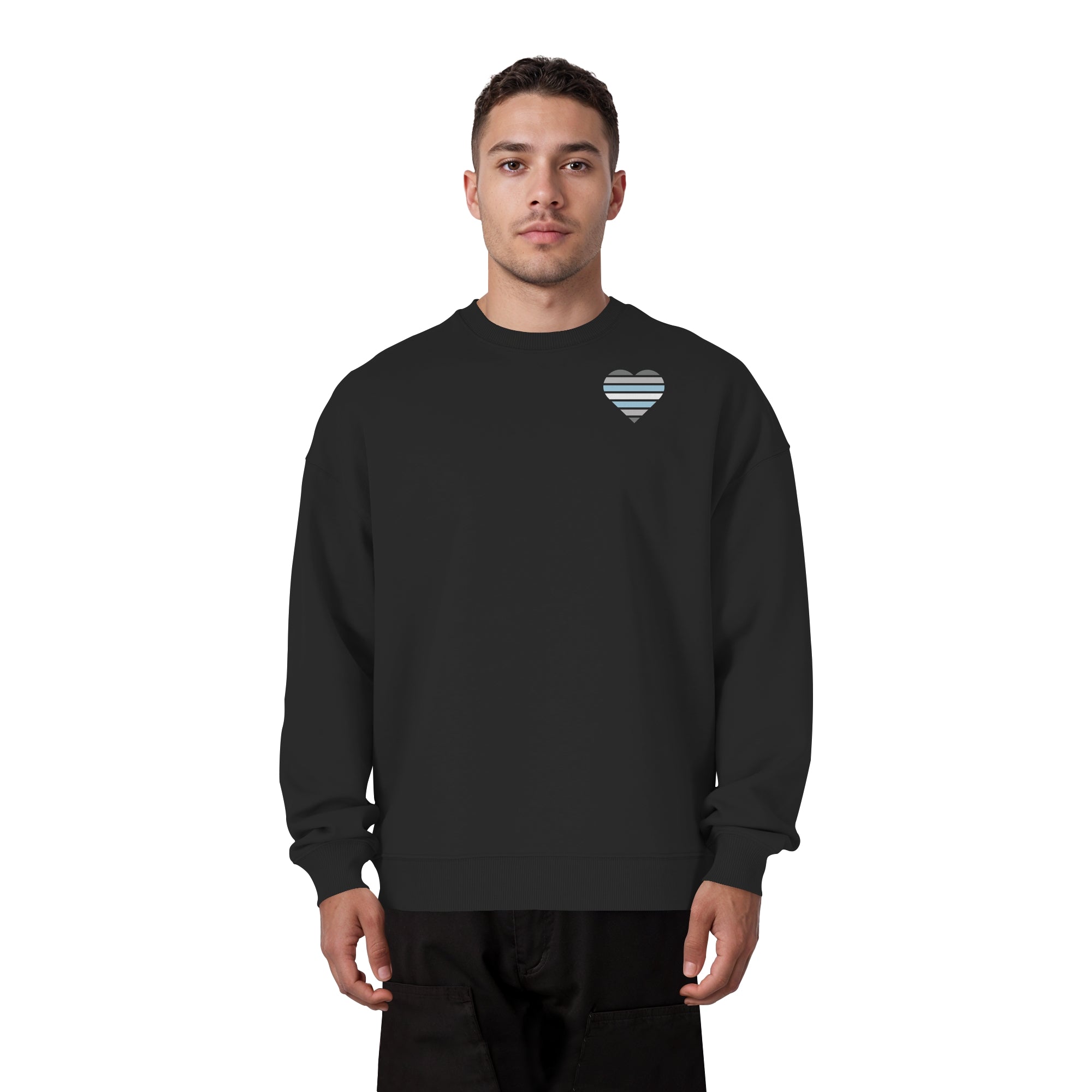 Organic Oversize Sweatshirt - Demiboy Flag Herz Print