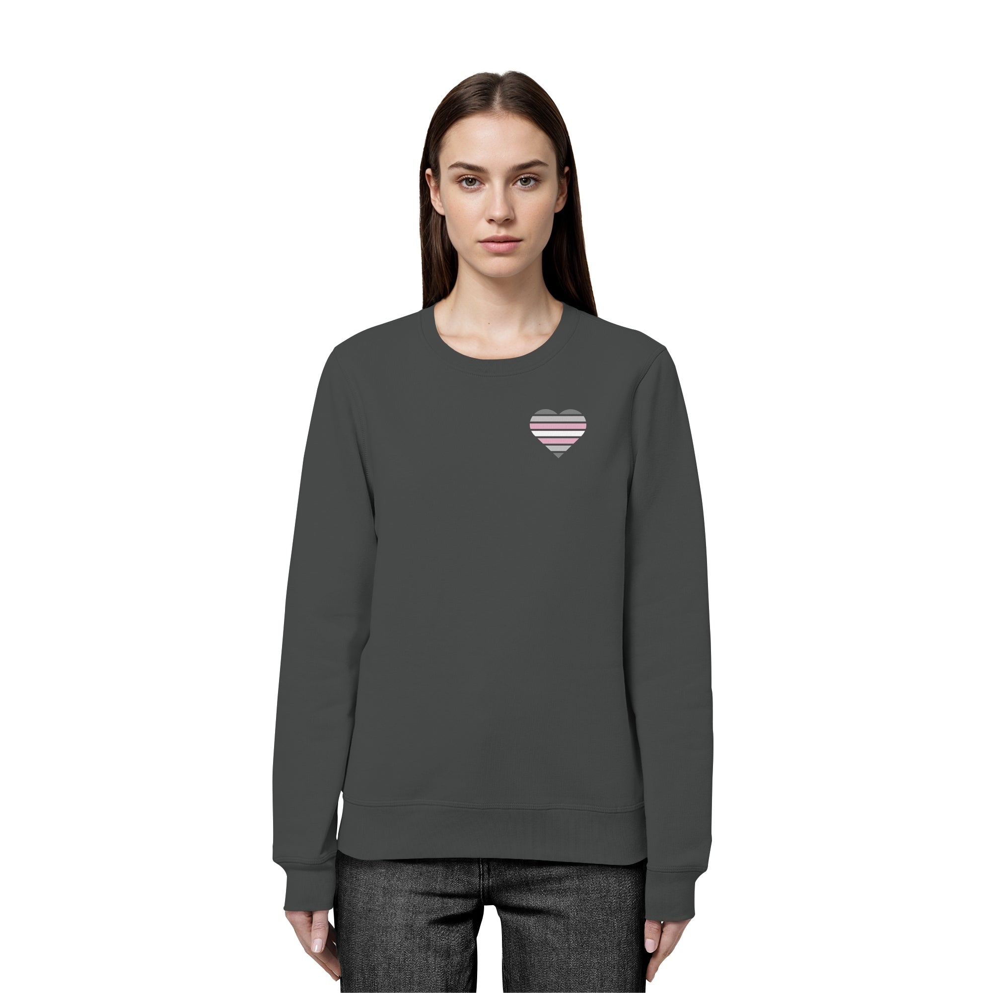 Organic Basic Sweatshirt - Demigirl Flag Herz Print