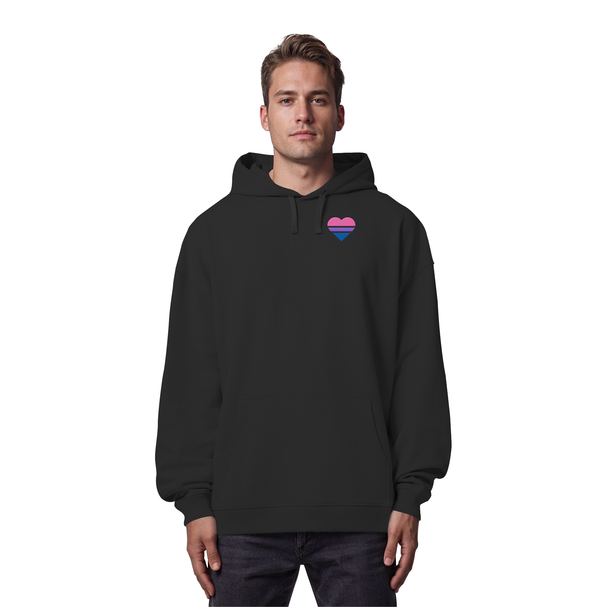 Organic Oversize Hoodie - Bisexual Flag Herz Stick