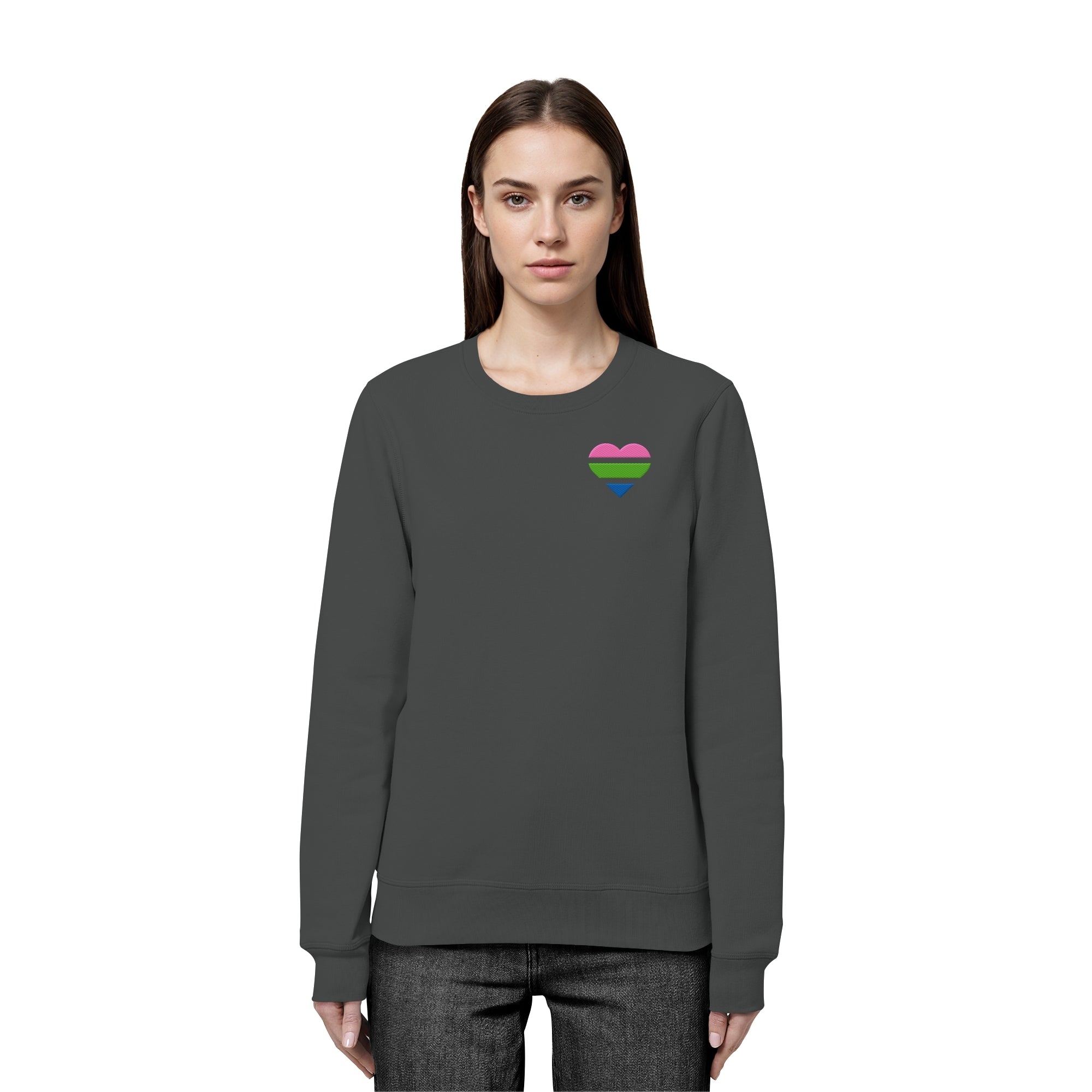 Organic Basic Sweatshirt - Polysexual Flag Herz Stick