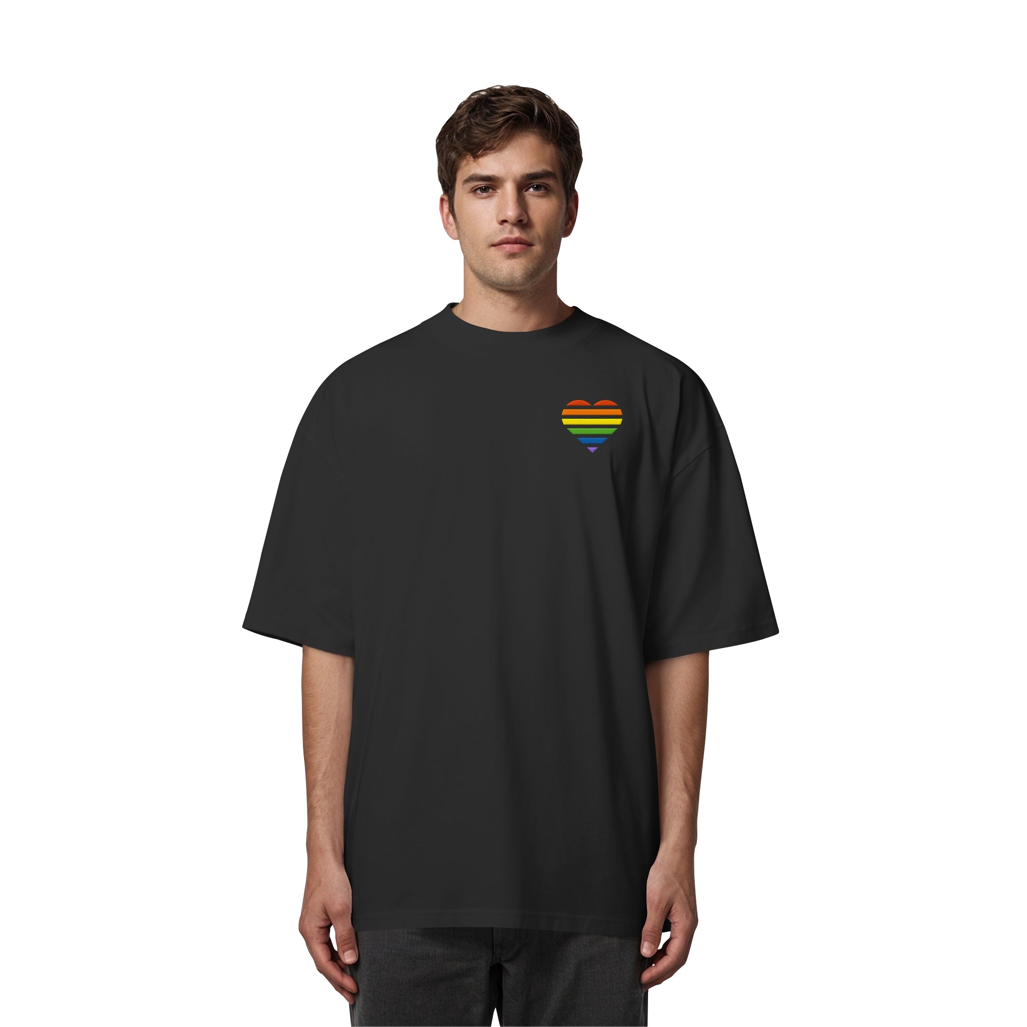 Organic Oversize Shirt - Pride Flag Herz Stick