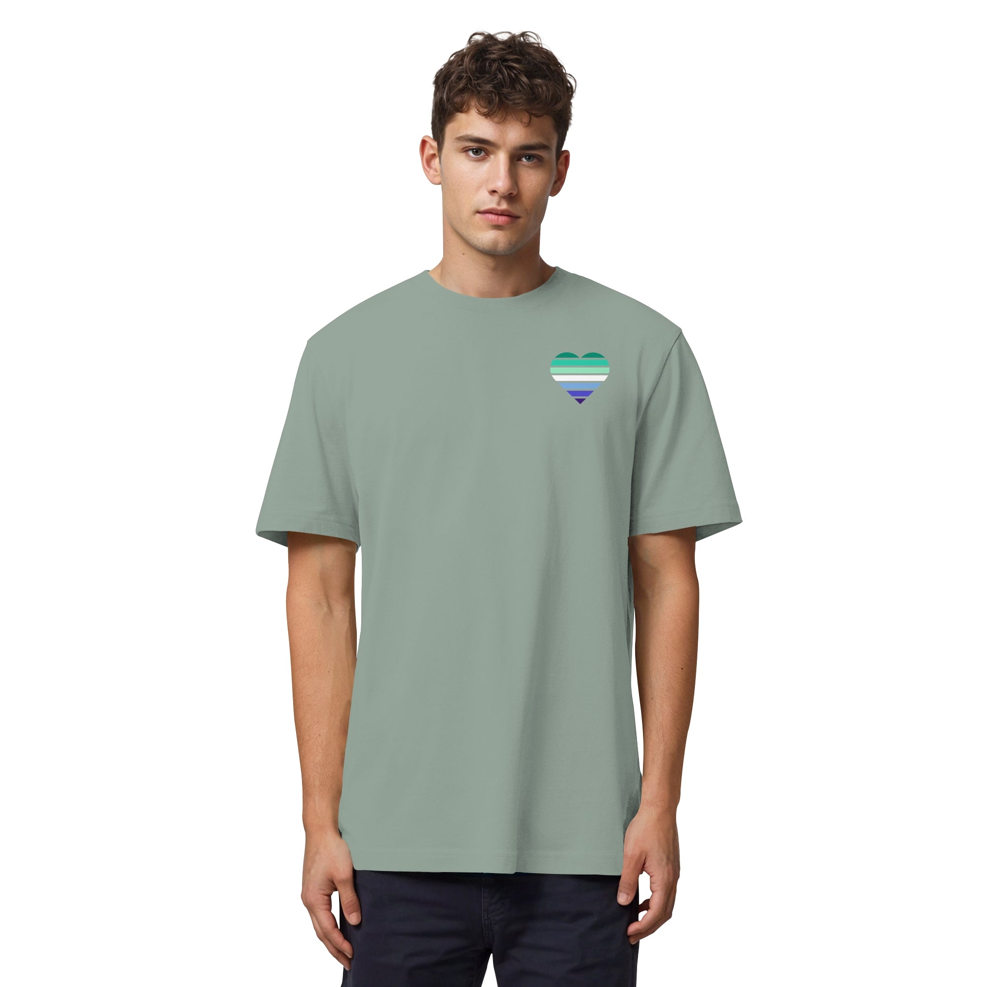 Organic Heavy Shirt - Gay Flag Herz Print