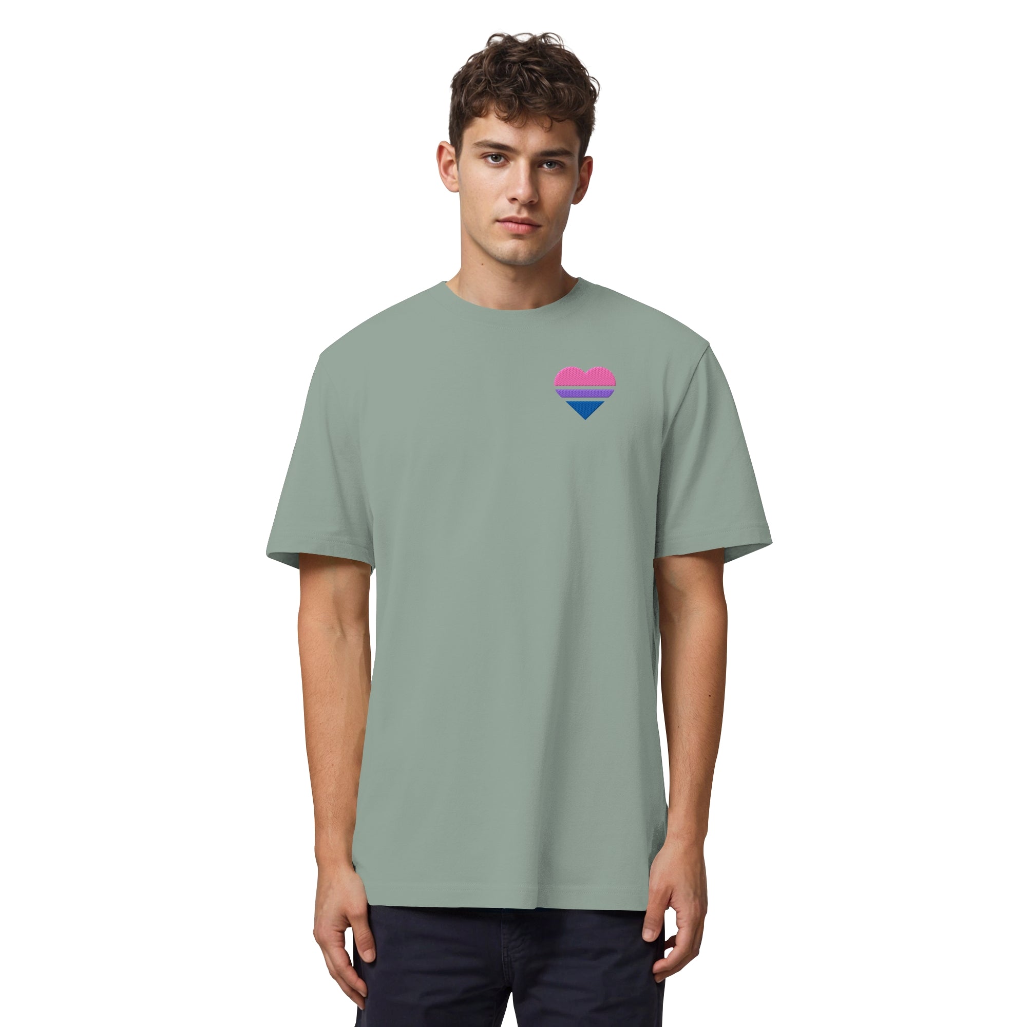 Organic Heavy Shirt - Bisexual Flag Herz Stick