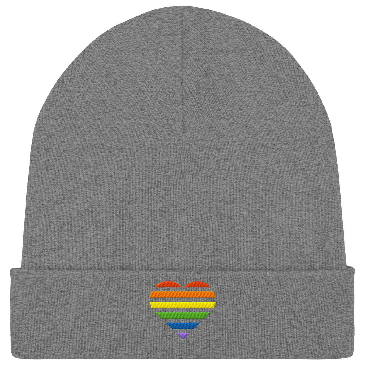Organic Rib Beanie mit Herz Stick - Pride