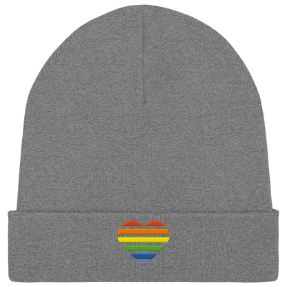 Organic Rib Beanie mit Herz Stick - Pride