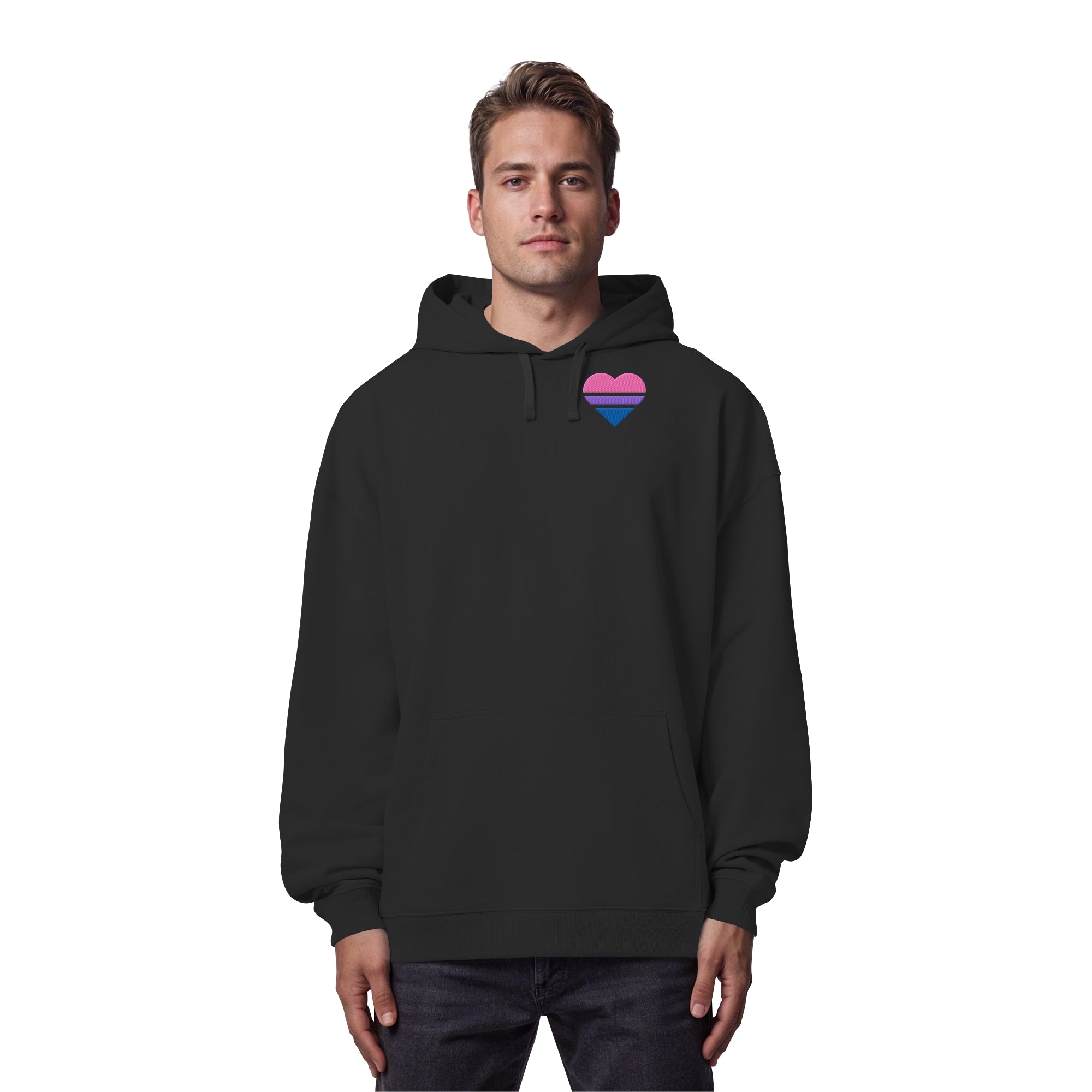 Organic Oversize Hoodie - Bisexual Flag Herz Stick