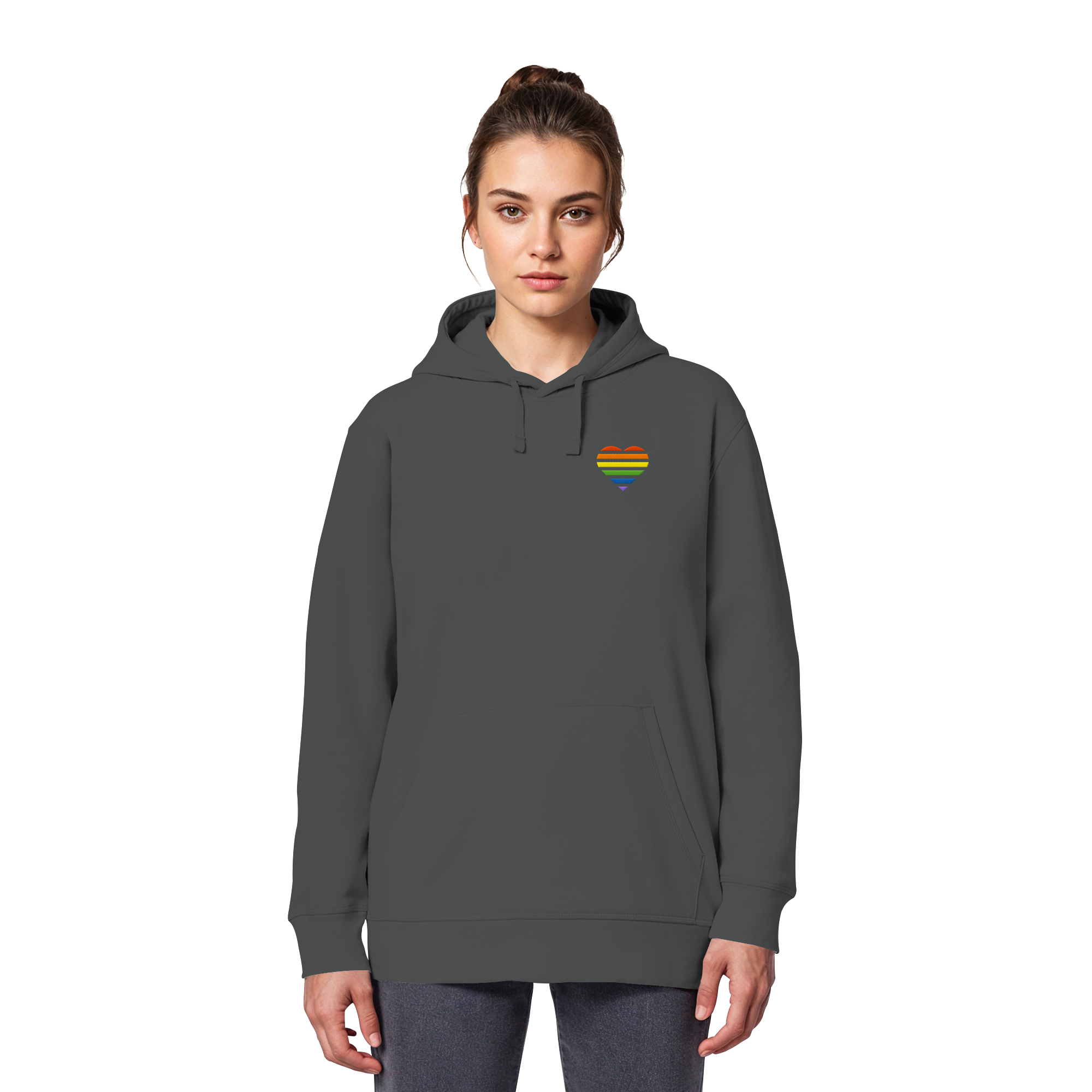 Organic Basic Hoodie - Pride Flag Herz Stick