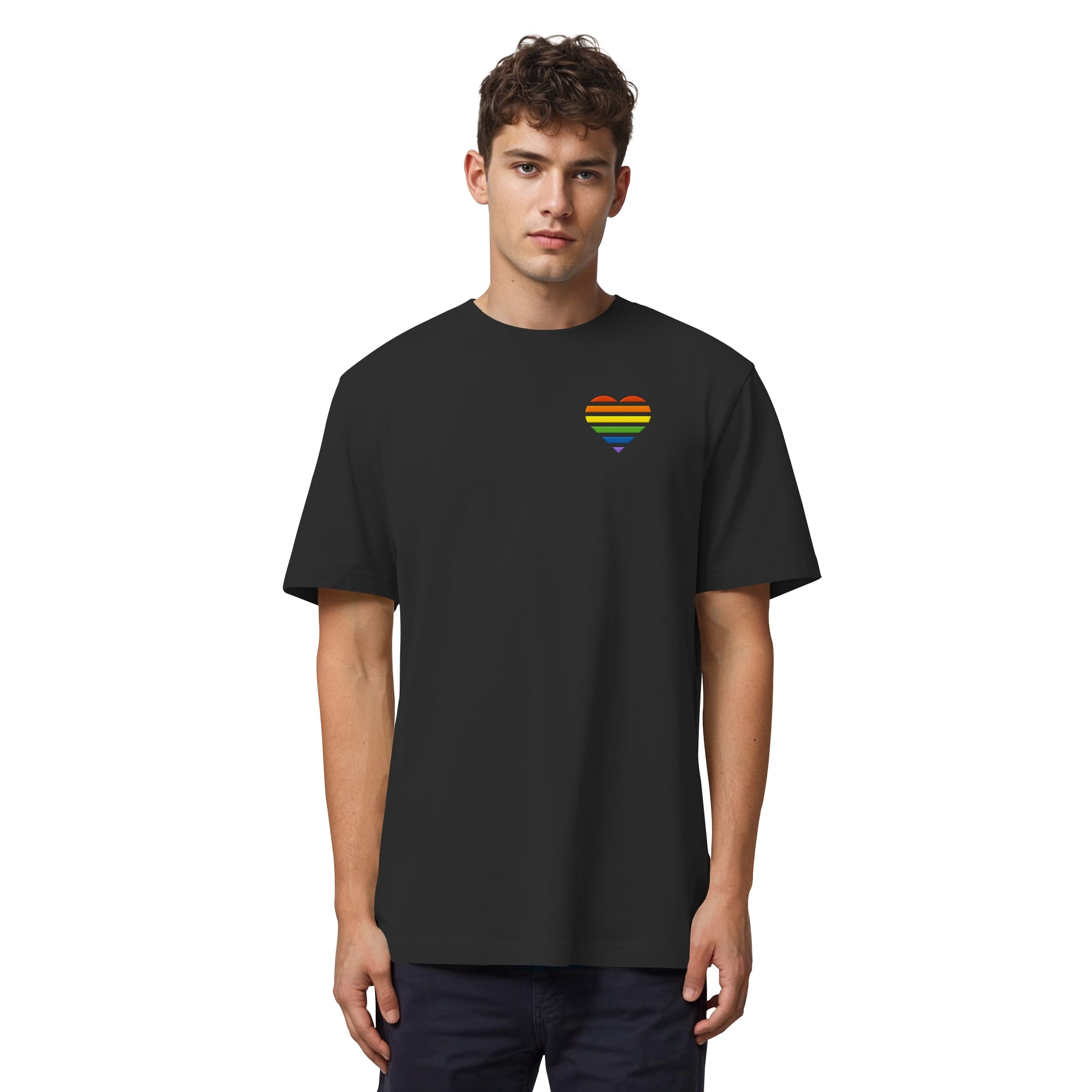 Organic Heavy Shirt - Pride Flag Herz Stick