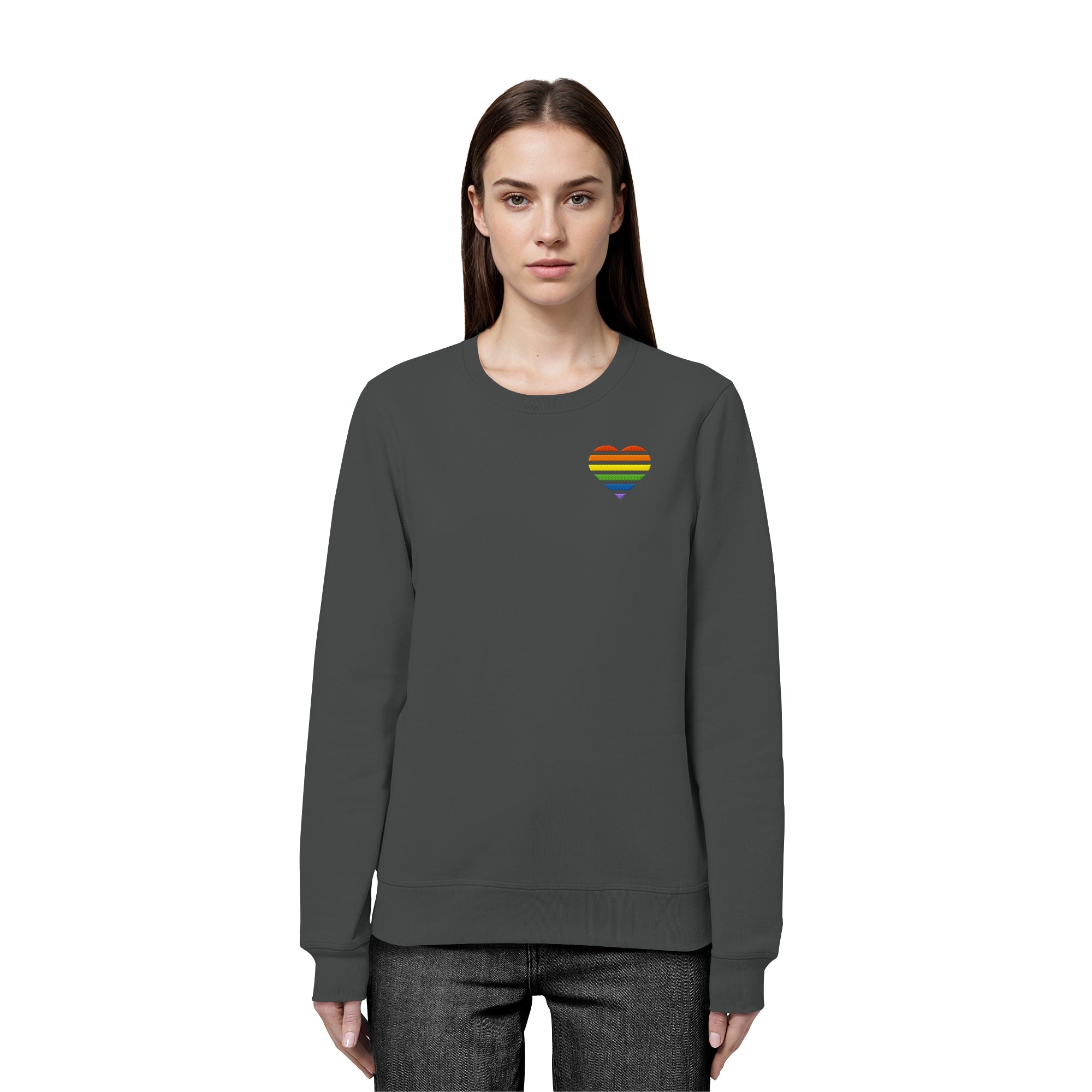 Organic Basic Sweatshirt - Pride Flag Herz Stick