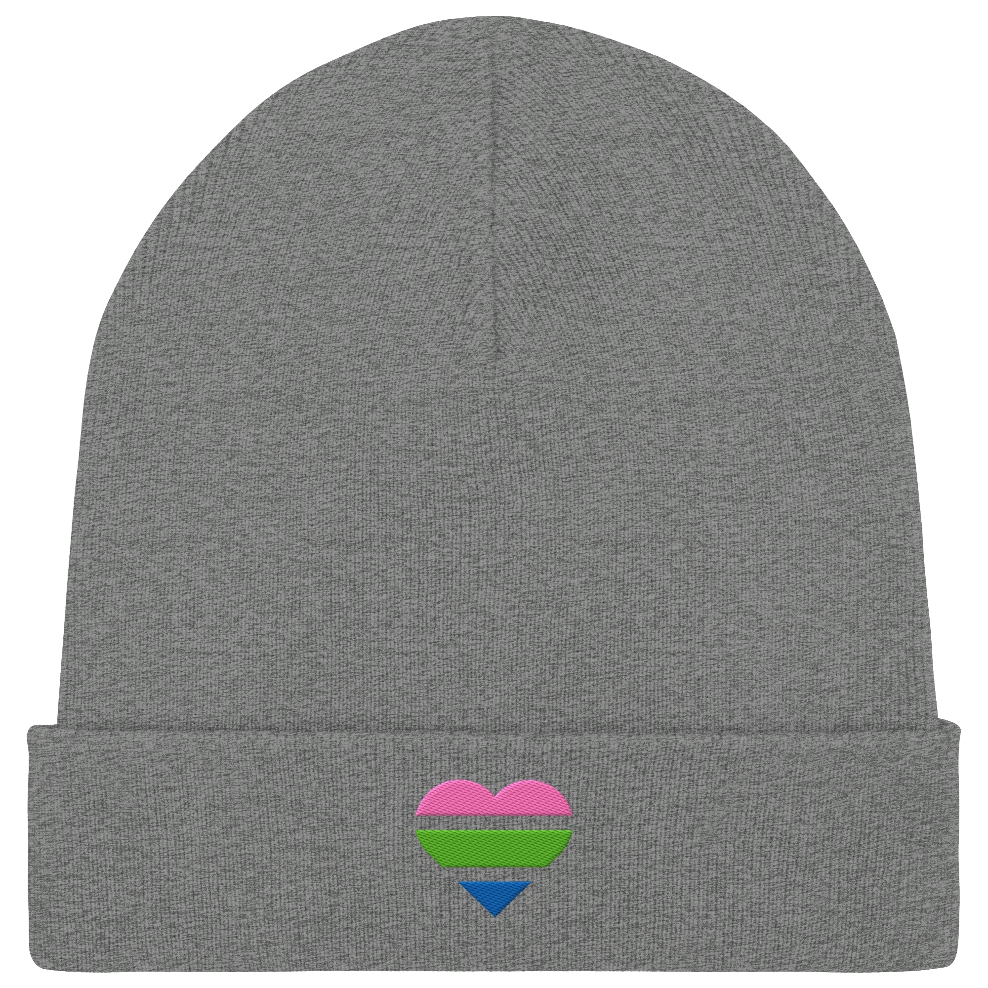 Organic Rib Beanie - Polysexual Flag Herz Stick