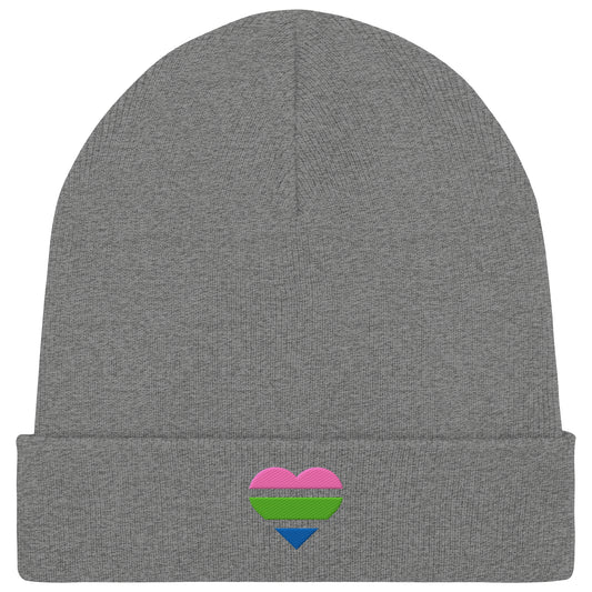 Organic Rib Beanie - Polysexual Flag Herz Stick