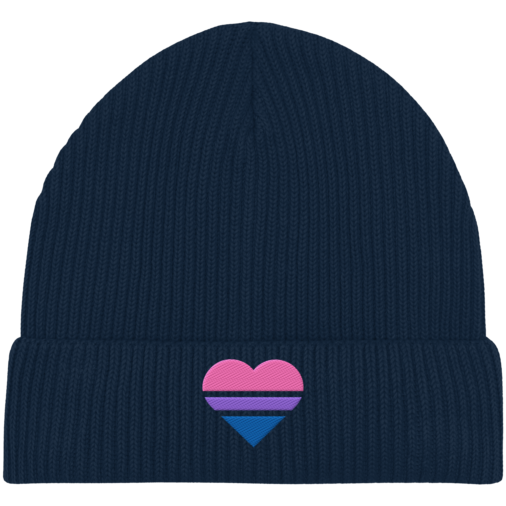 Organic Fisherman Beanie - Bisexual Flag Herz Stick