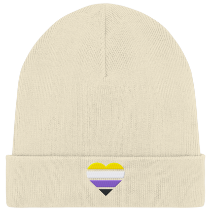 Organic Rib Beanie mit Herz Stick - Nonbinary