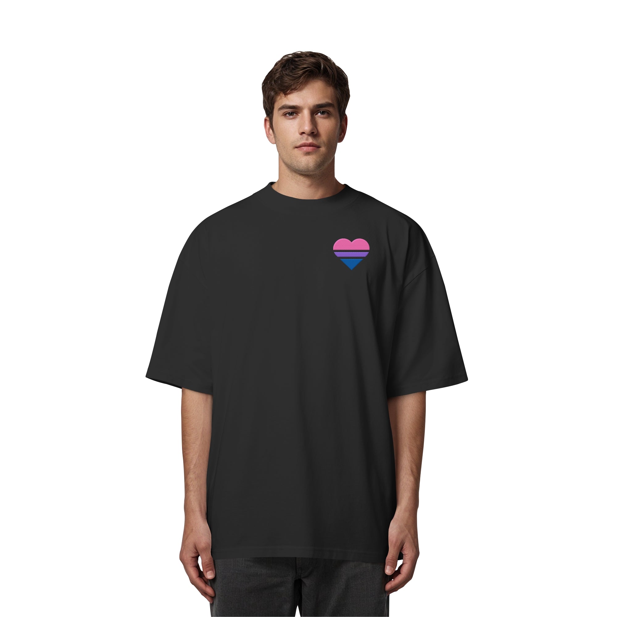 Organic Oversize Shirt - Bisexual Flag Herz Stick
