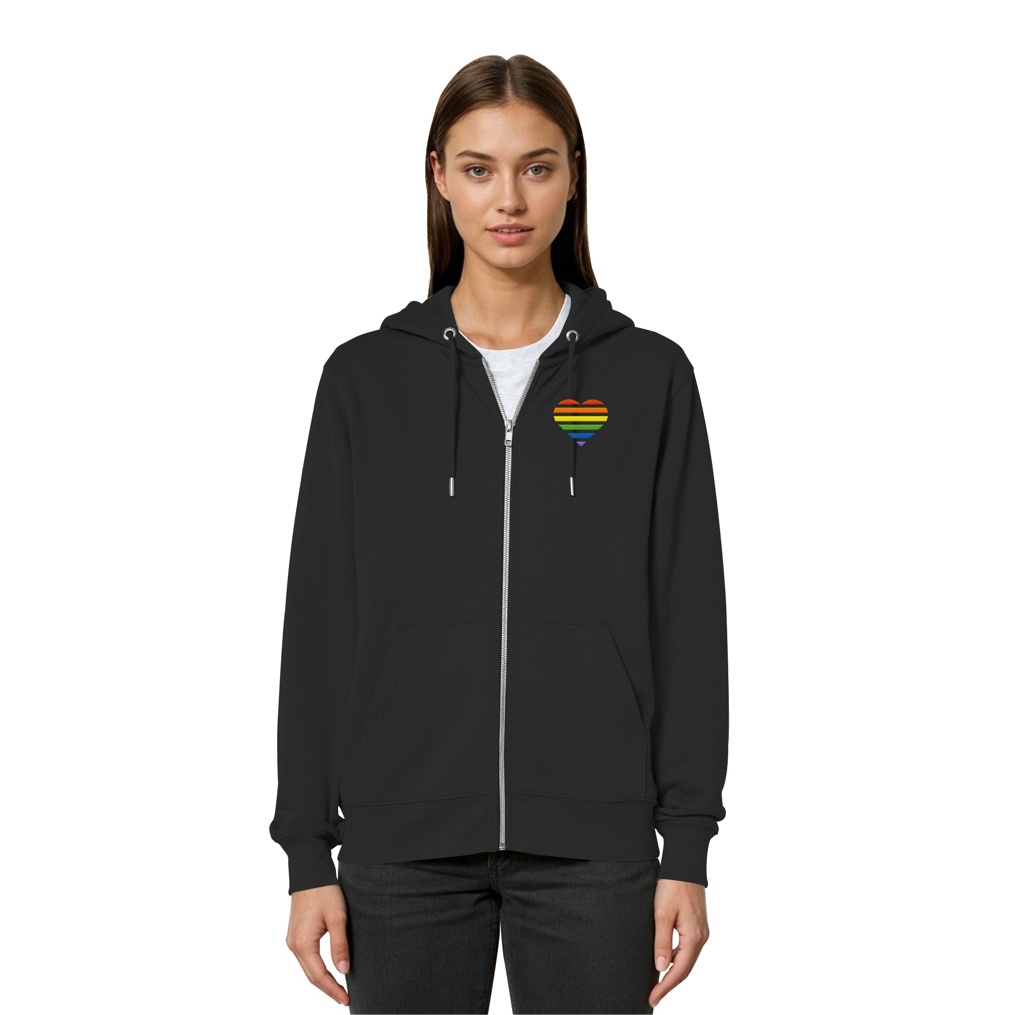 Organic Relaxed Zipper - Pride Flag Herz Stick