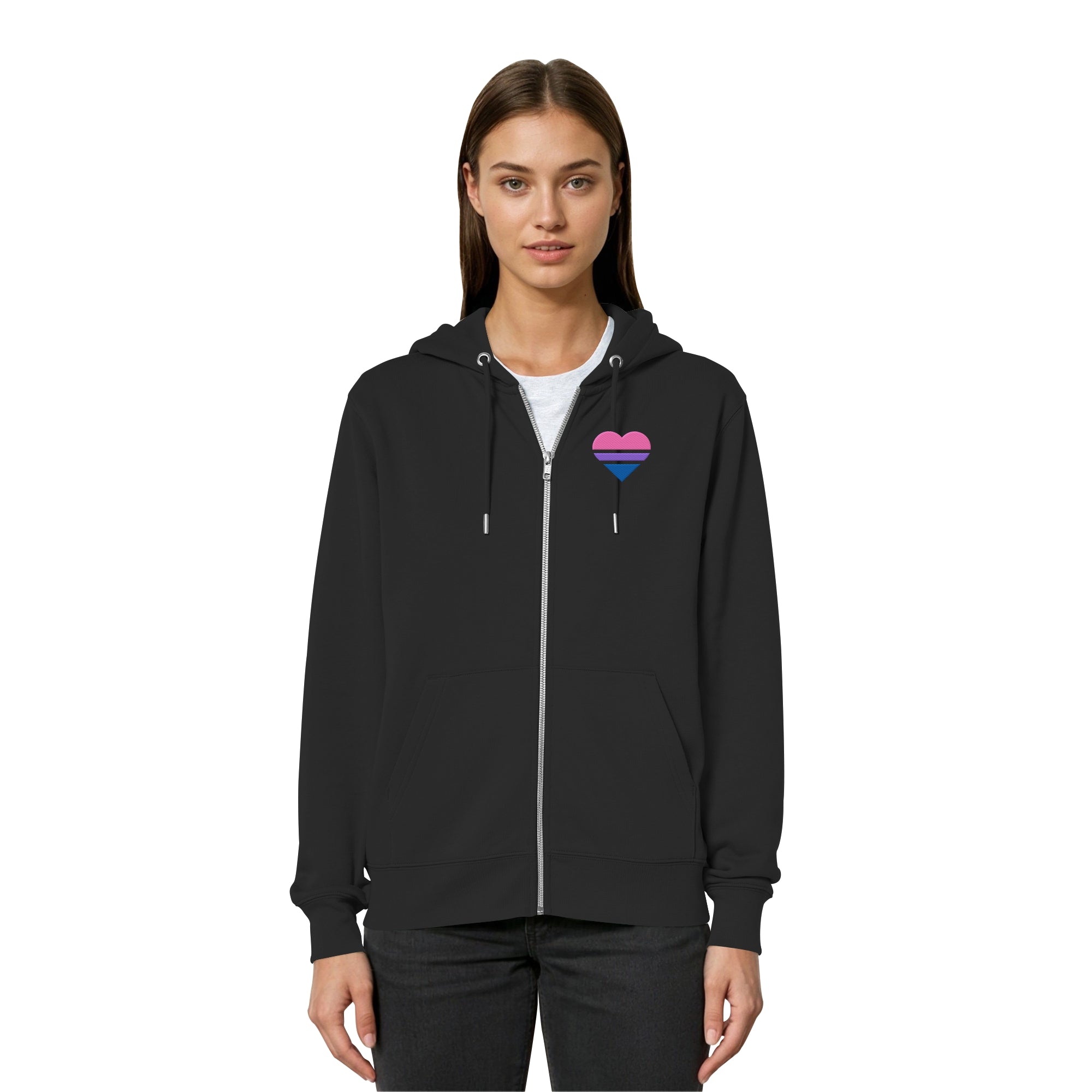 Organic Relaxed Zipper - Bisexual Flag Herz Stick