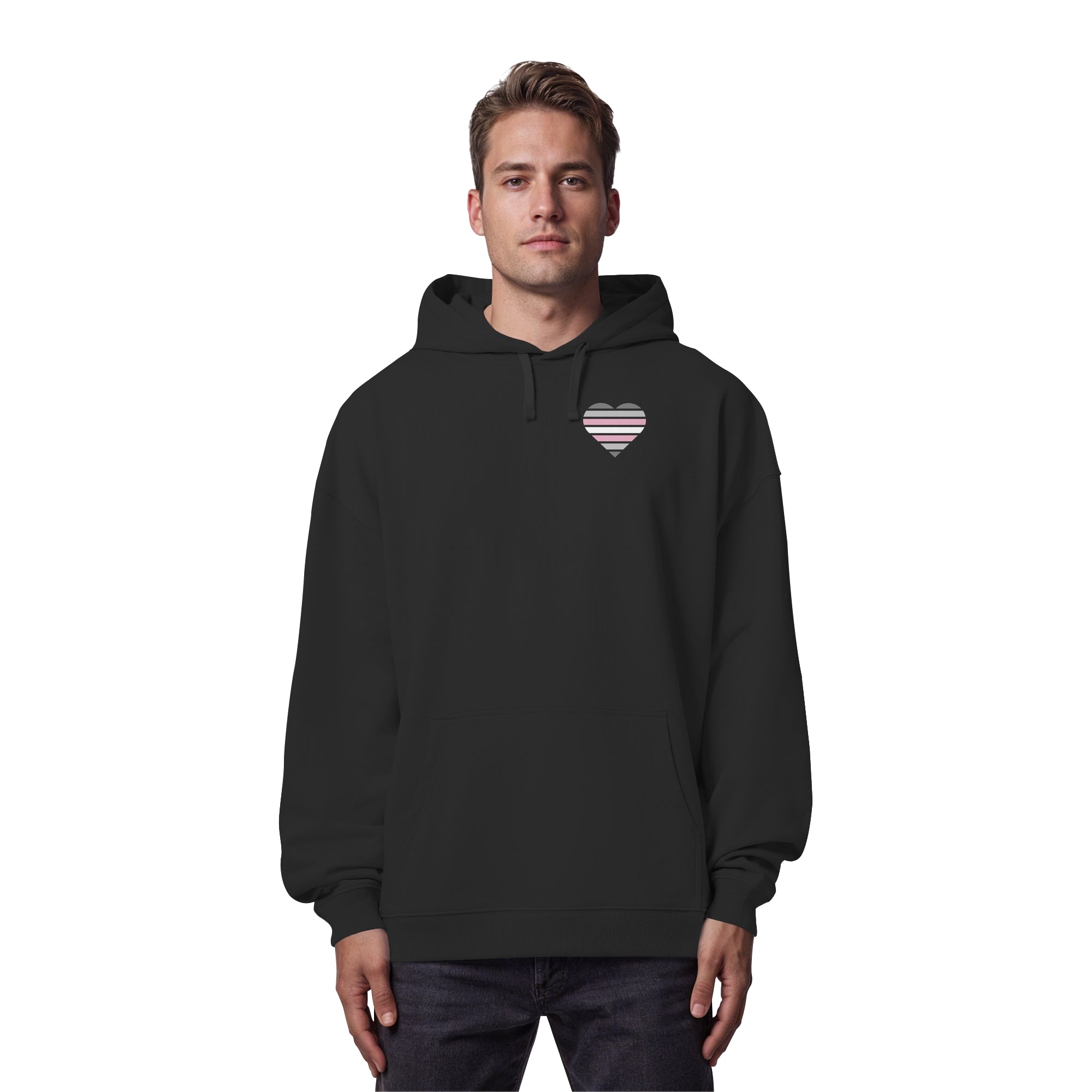 Organic Oversize Hoodie - Demigirl Flag Herz Print