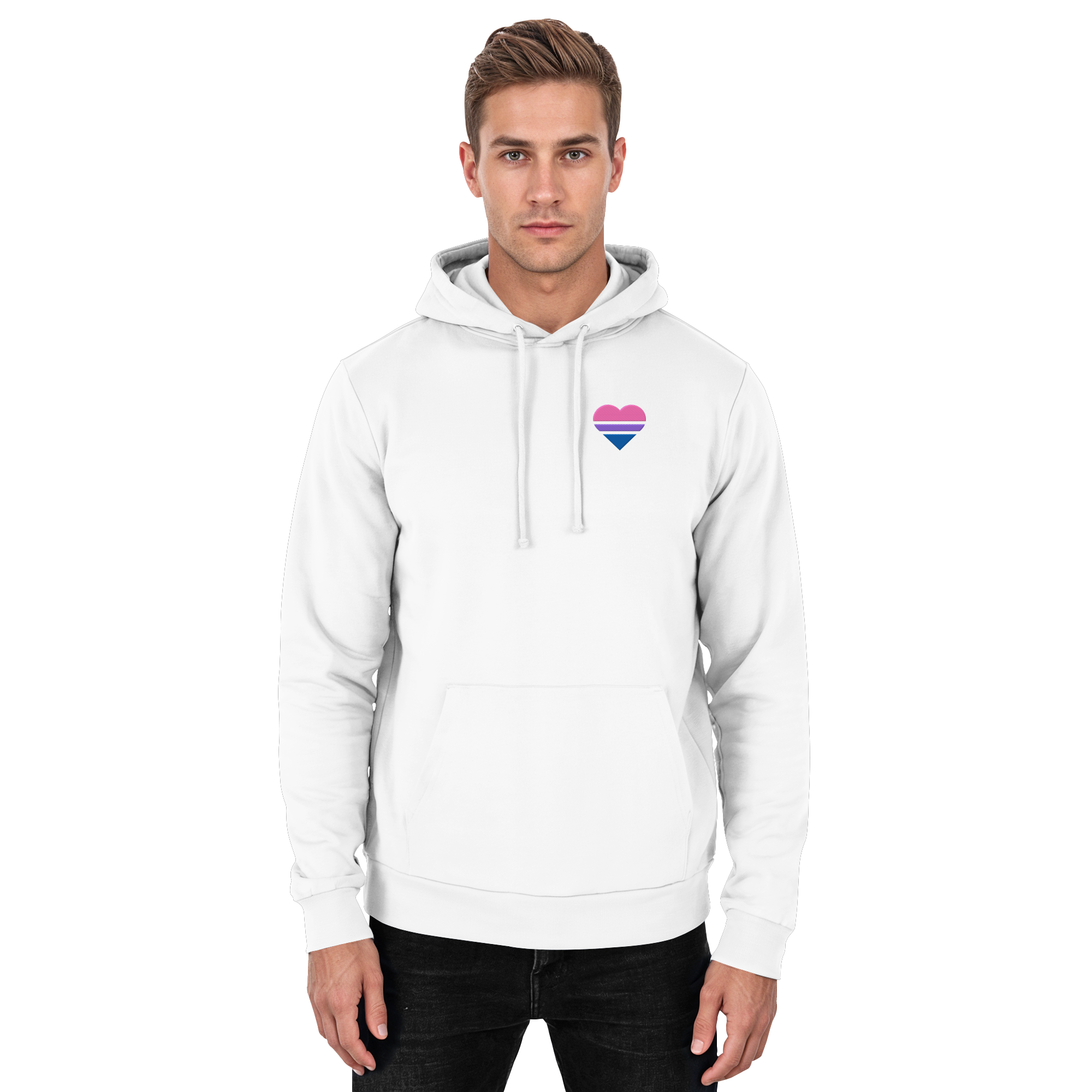 Basic Hoodie - Bisexual Flag Herz Stick