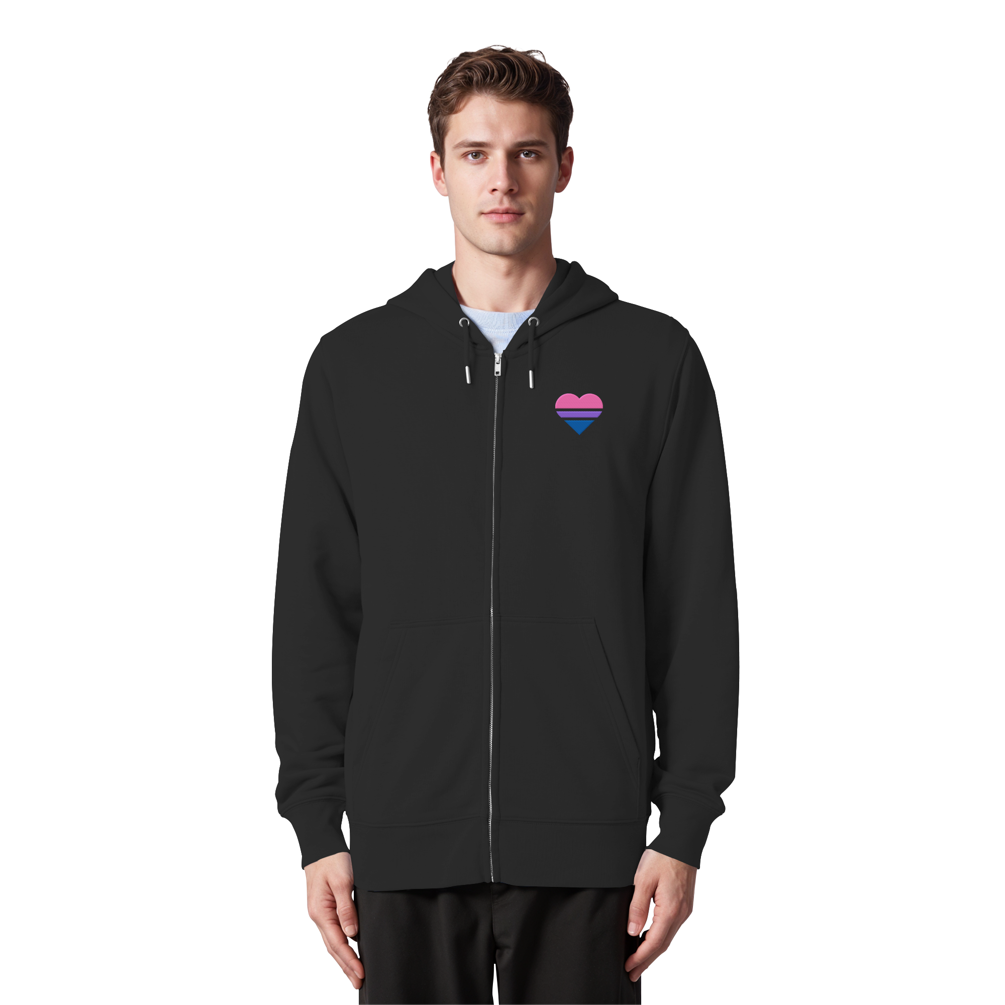 Organic Zipper - Bisexual Flag Herz Stick
