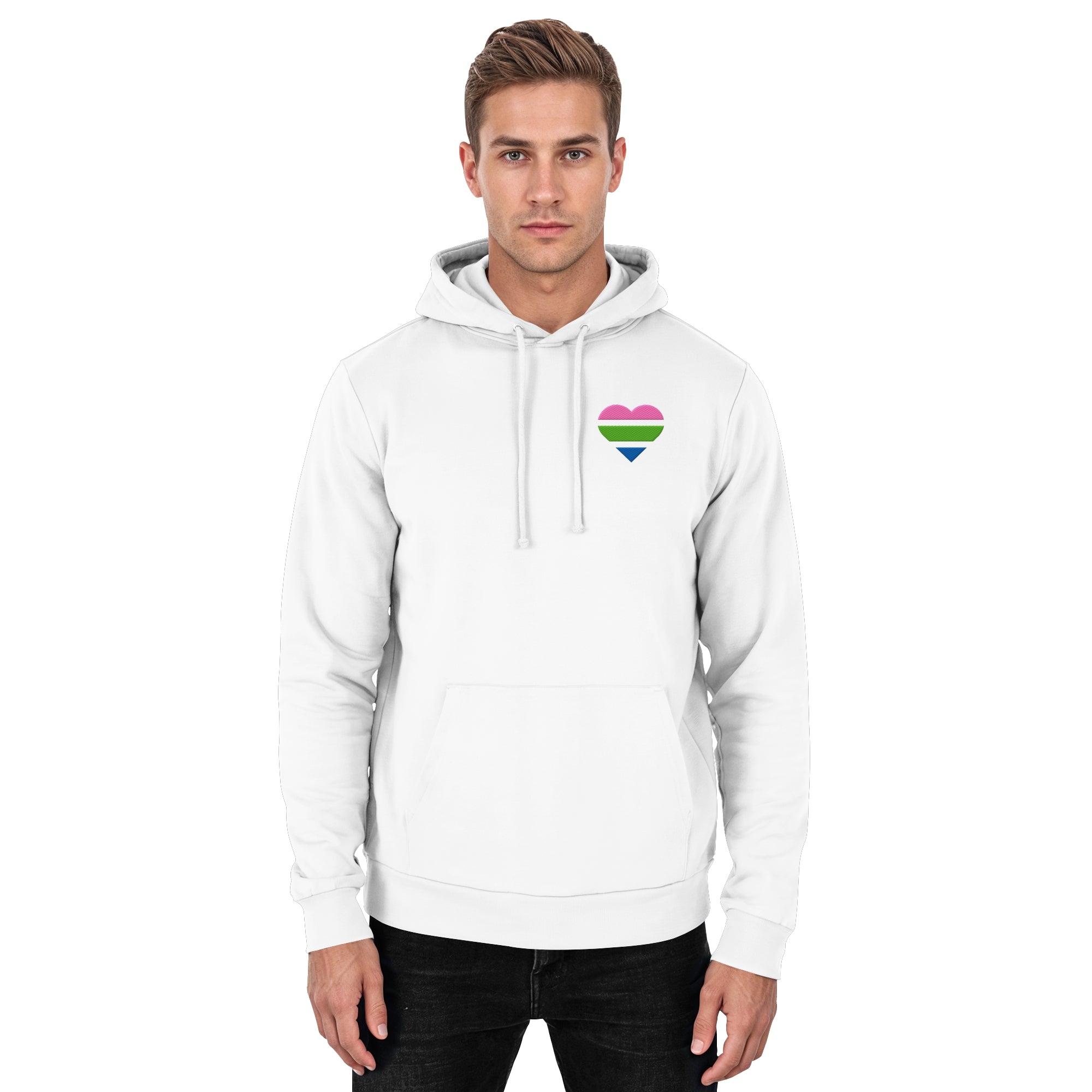 Basic Hoodie - Polysexual Flag Herz Stick