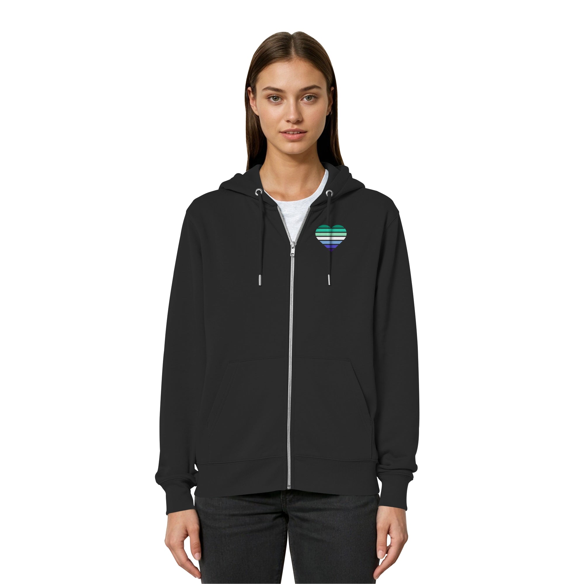 Organic Relaxed Zipper - Gay Flag Herz Print