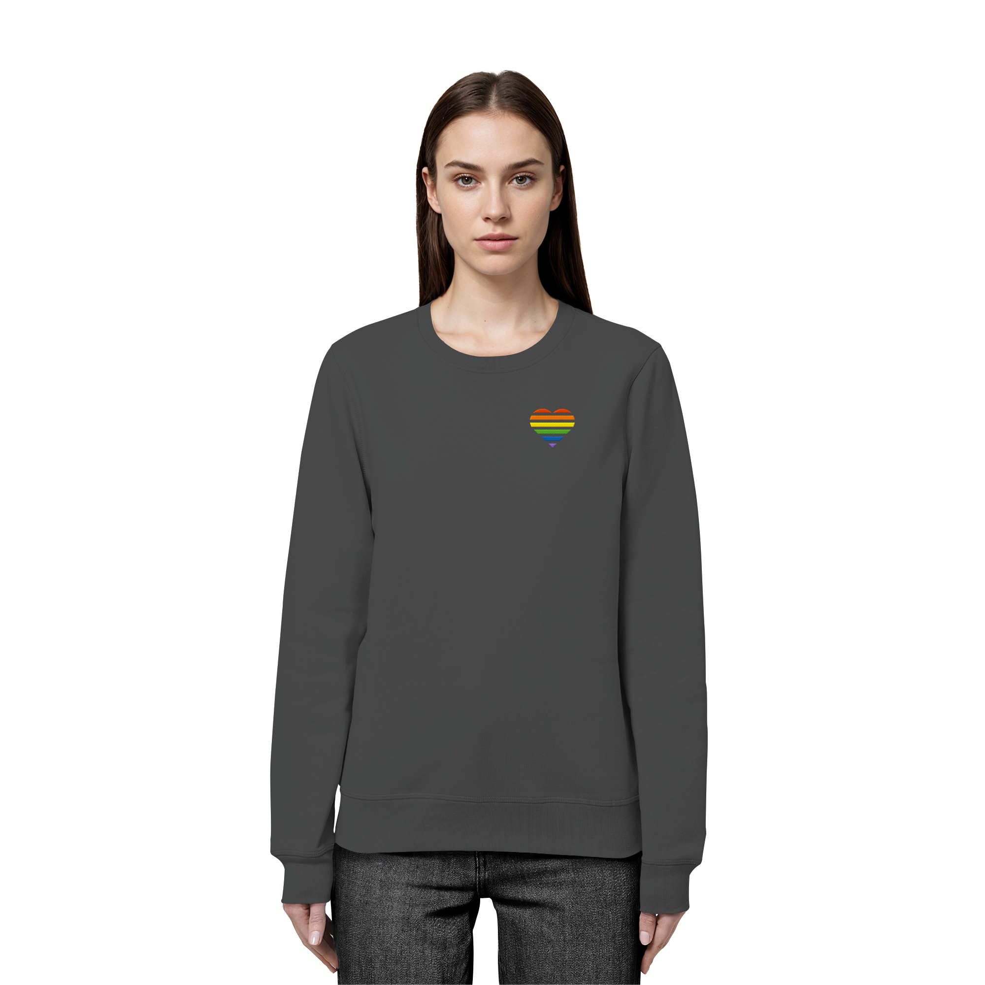 Organic Basic Sweatshirt - Pride Flag Herz