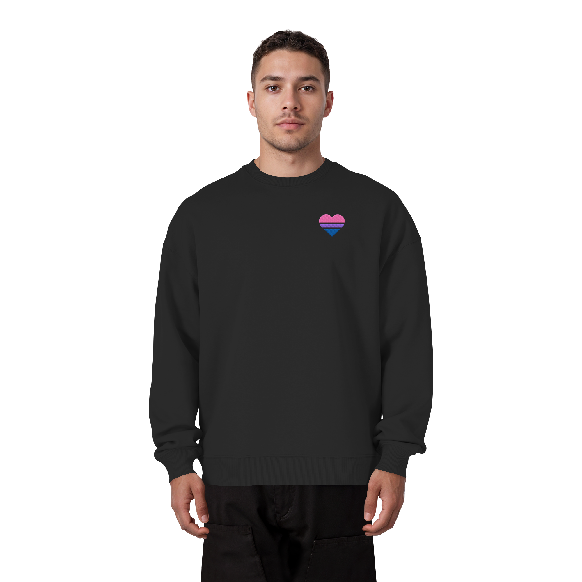 Organic Oversize Sweatshirt - Bisexual Flag Herz Stick