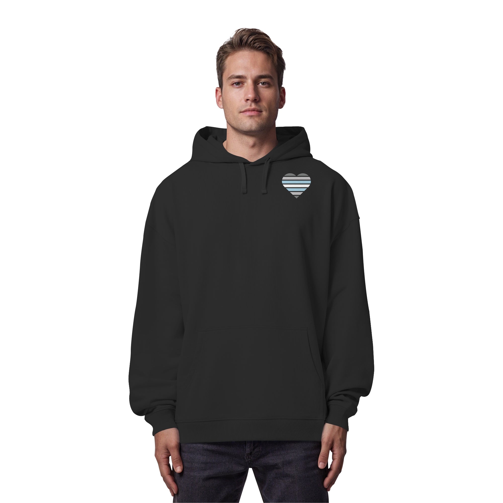 Organic Oversize Hoodie - Demiboy Flag Herz Print