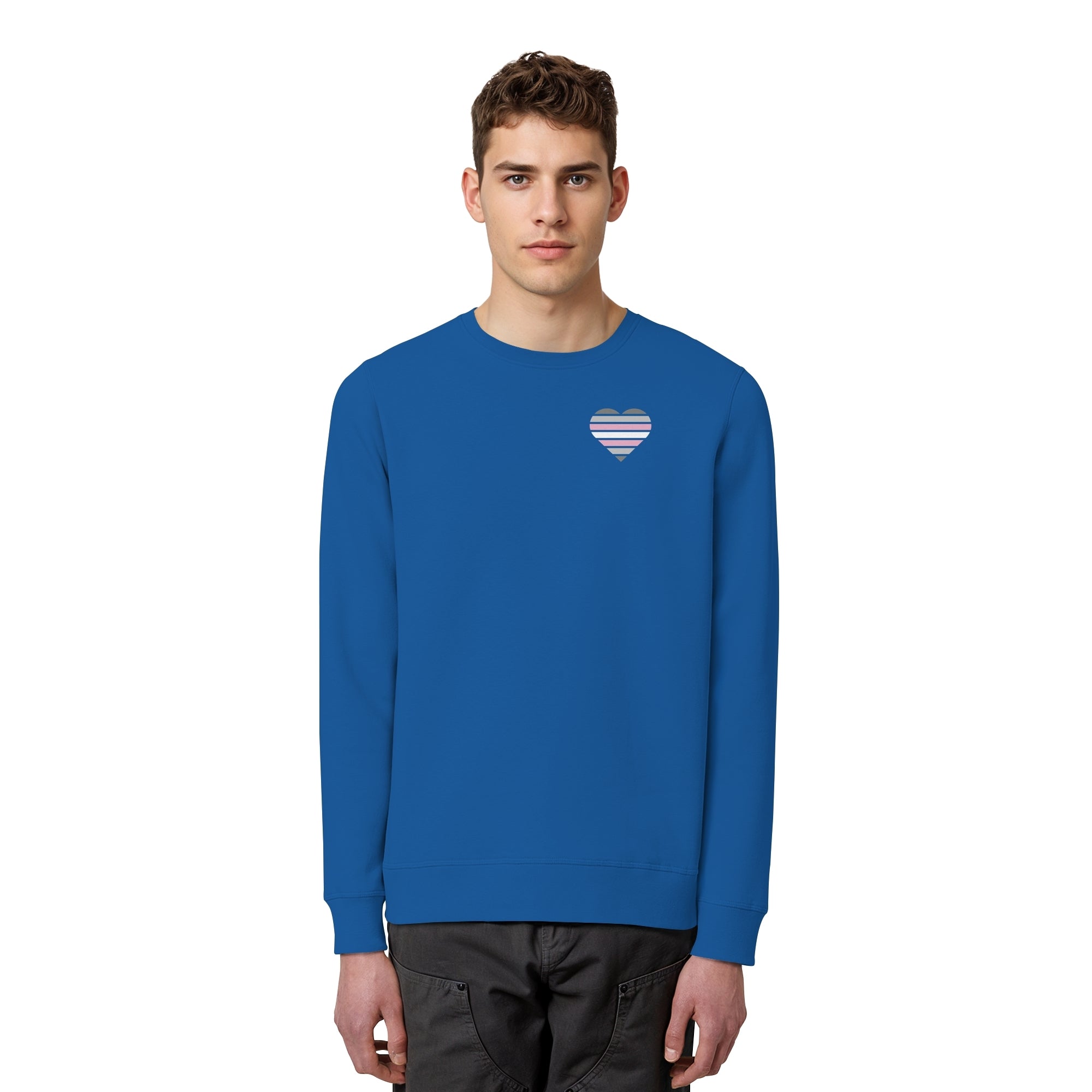 Organic Basic Sweatshirt - Demigirl Flag Herz Print