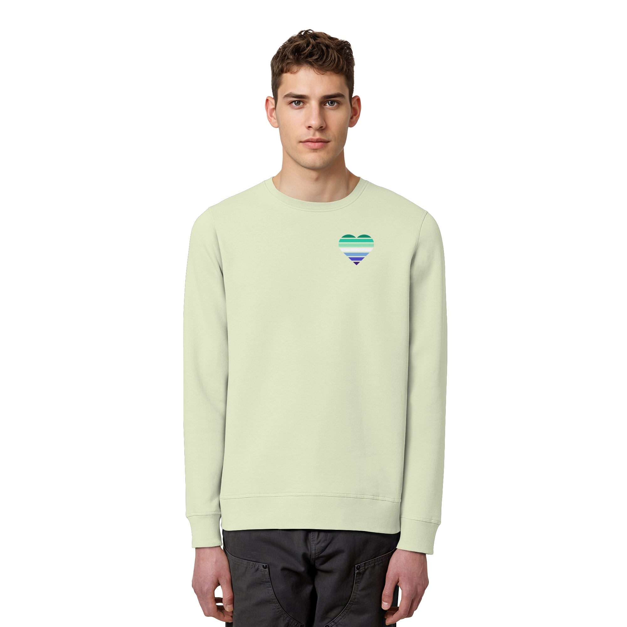 Organic Basic Sweatshirt - Gay Flag Herz Print