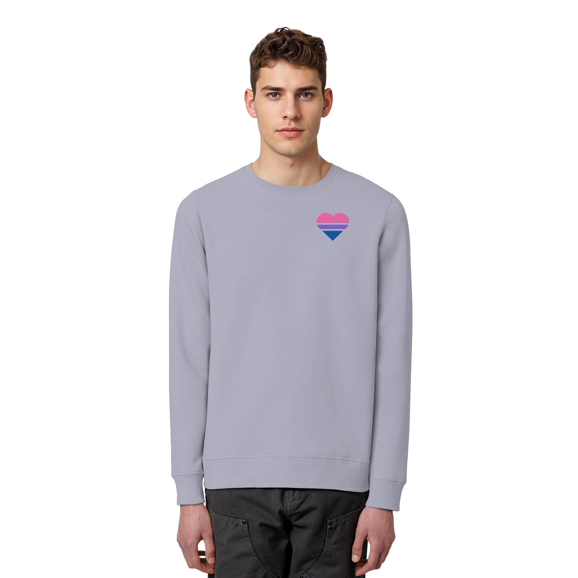 Organic Basic Sweatshirt - Bisexual Flag Herz Stick