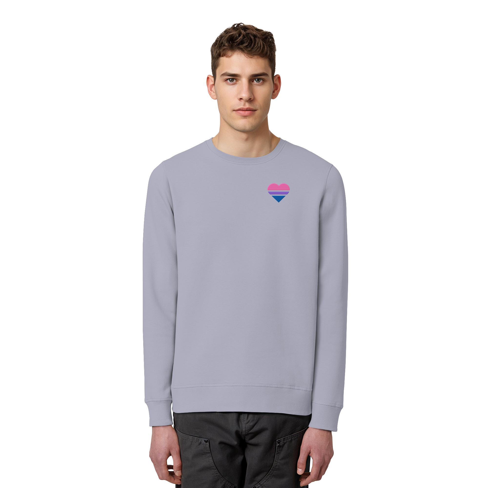 Organic Basic Sweatshirt - Bisexual Flag Herz Stick