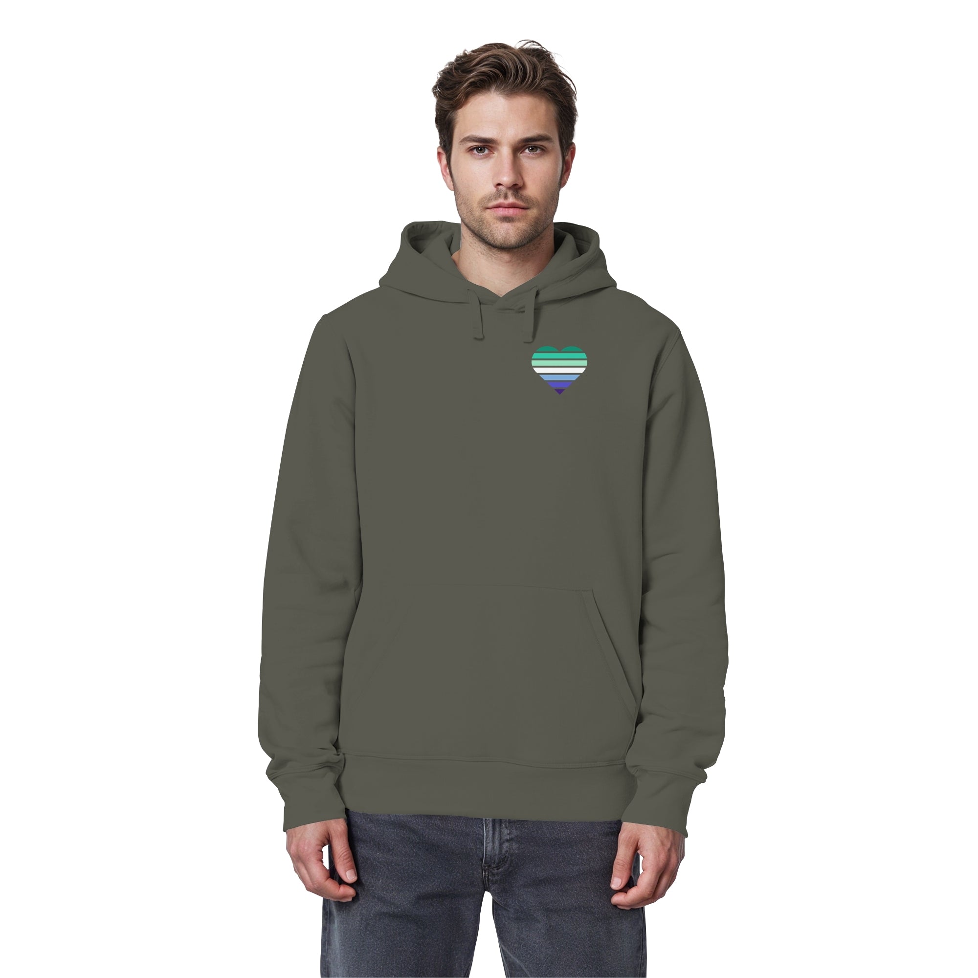 Organic Basic Hoodie - Gay Flag Herz Print