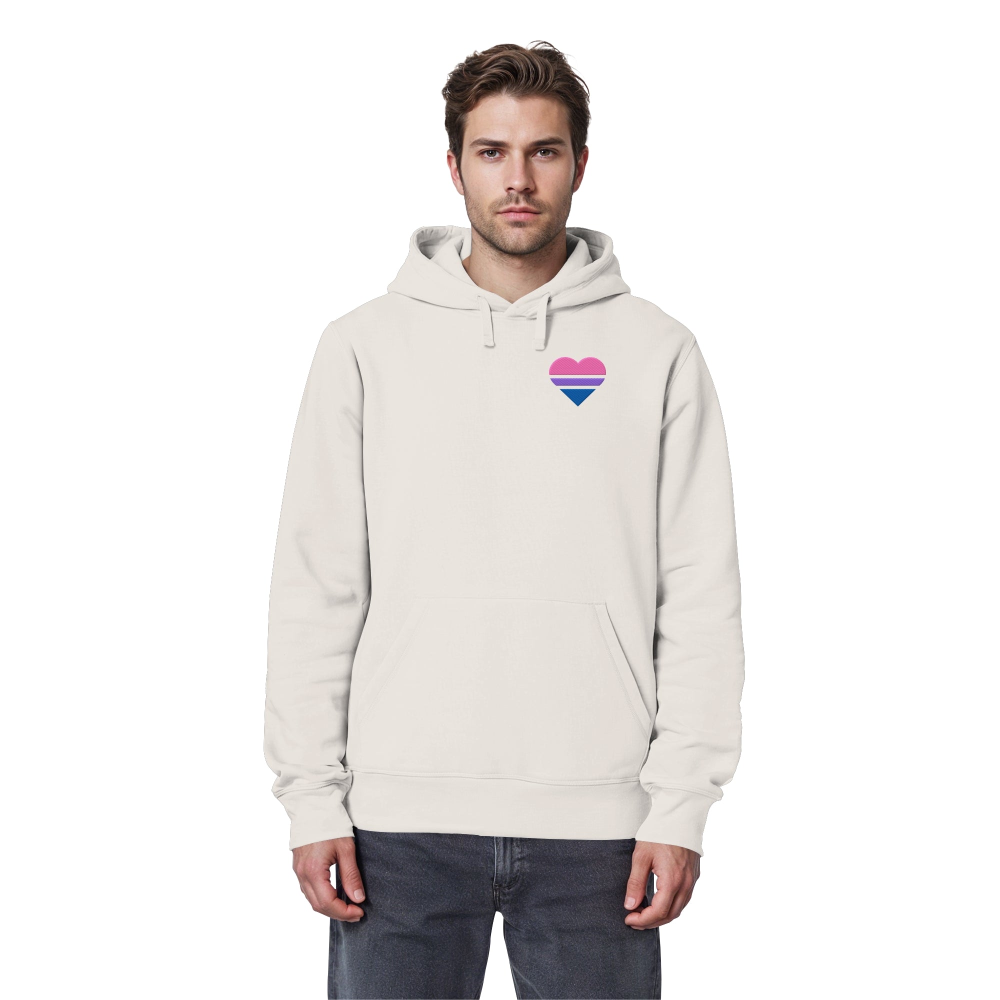 Organic Basic Hoodie - Bisexual Flag Herz Stick