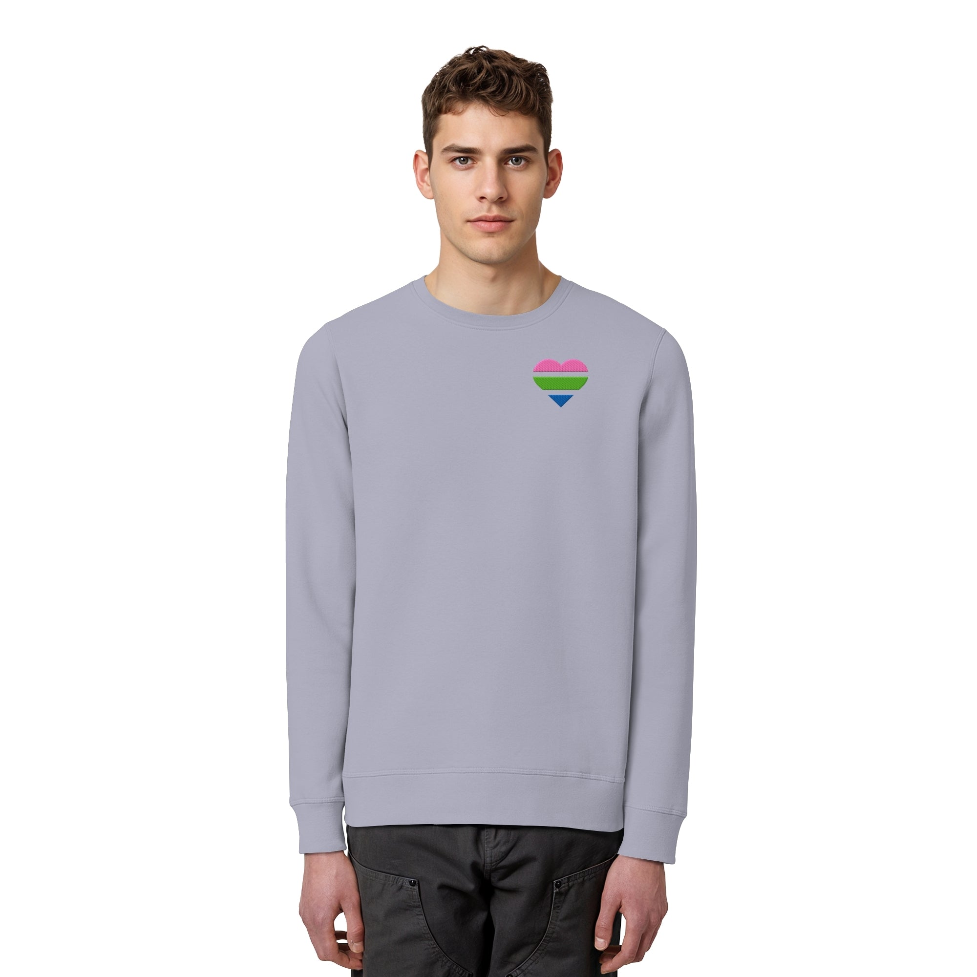 Organic Basic Sweatshirt - Polysexual Flag Herz Stick