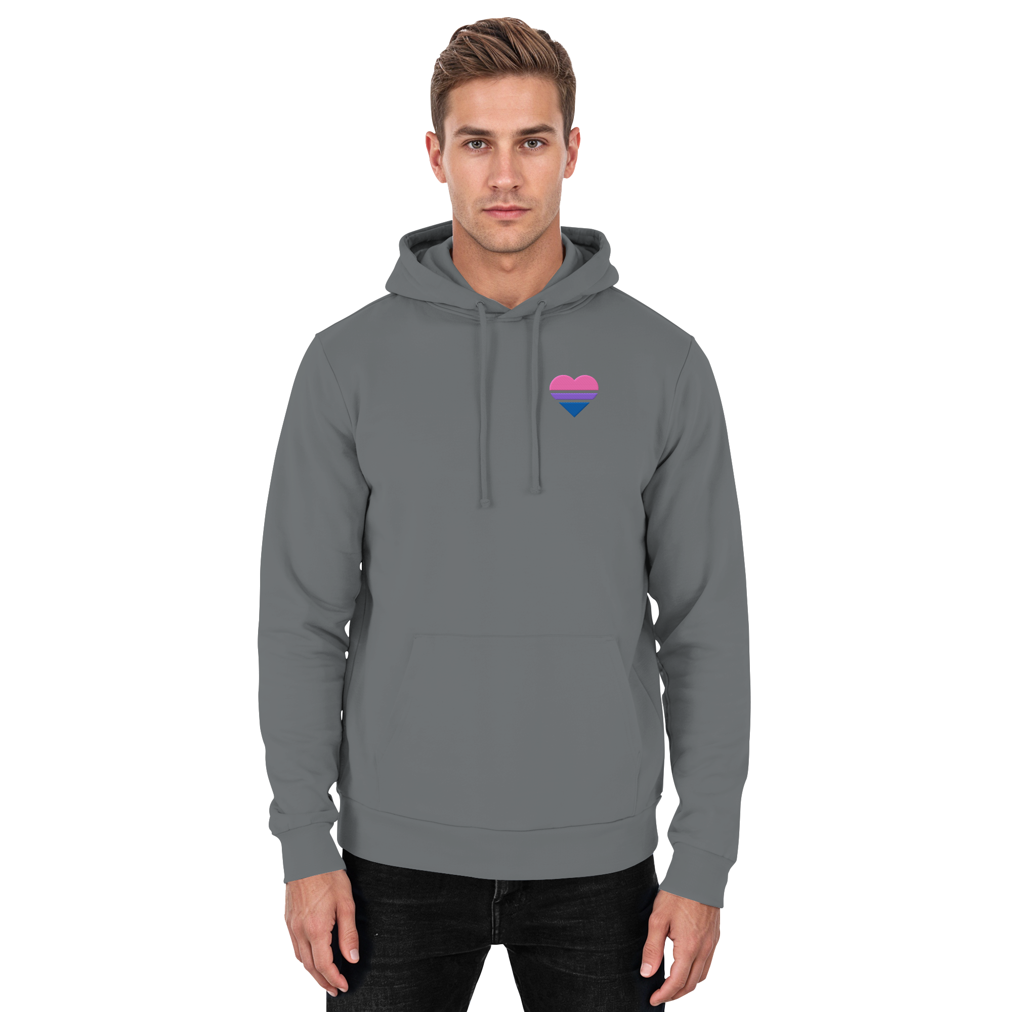 Basic Hoodie - Bisexual Flag Herz Stick