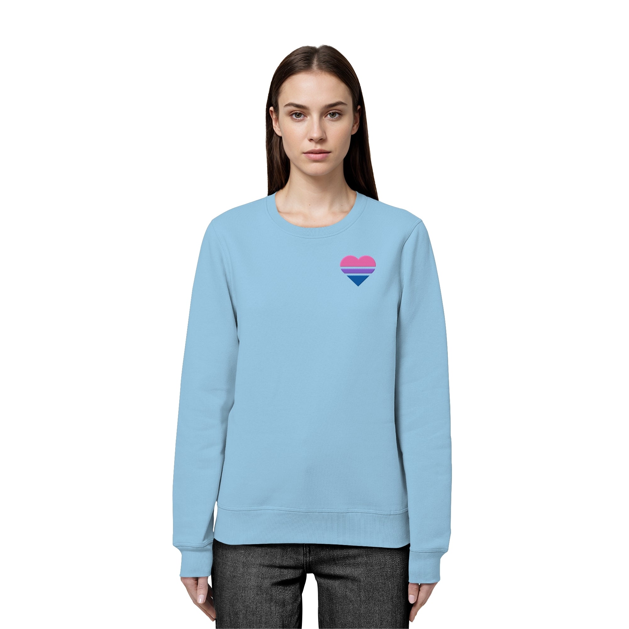 Organic Basic Sweatshirt - Bisexual Flag Herz Stick