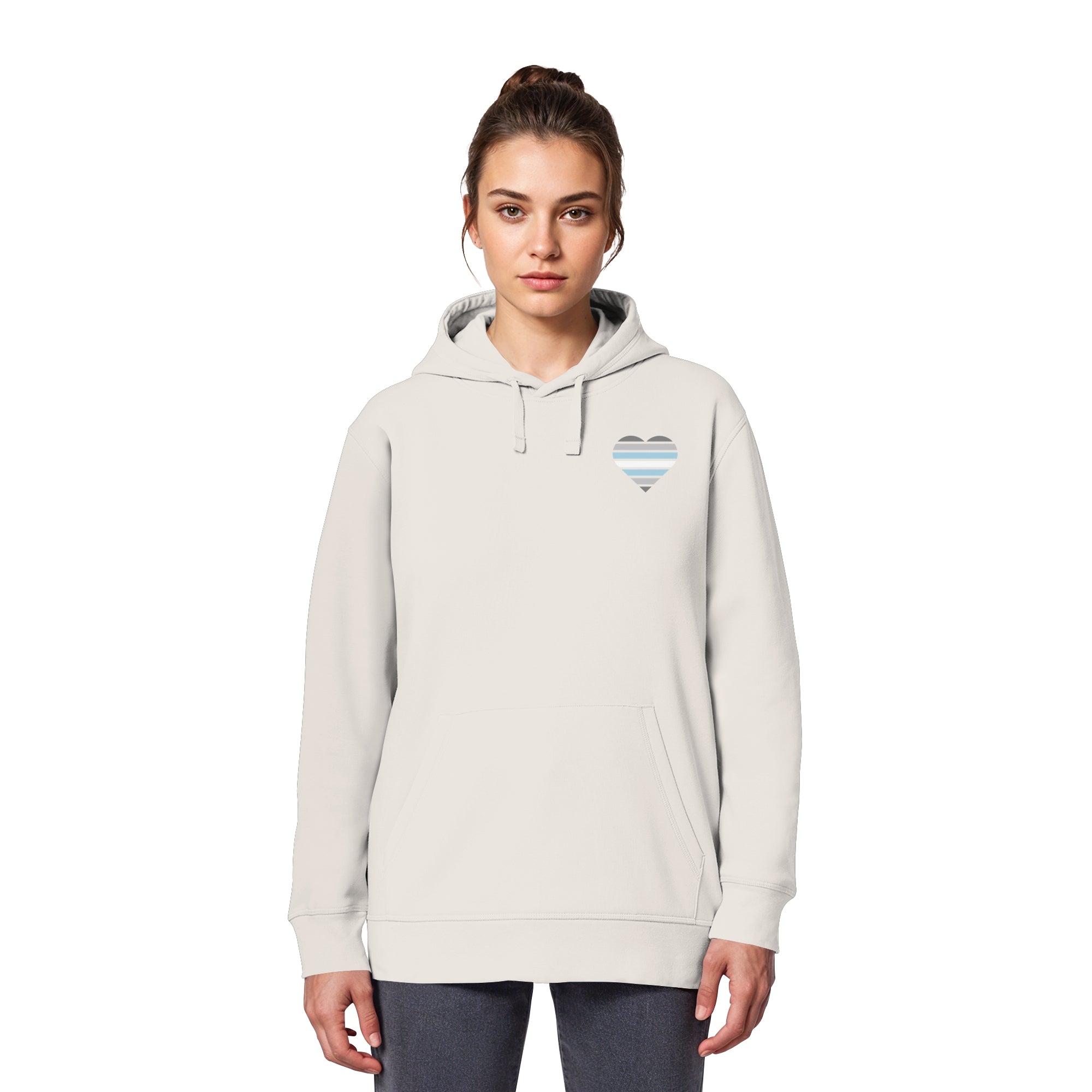 Organic Basic Hoodie - Demiboy Flag Herz Print