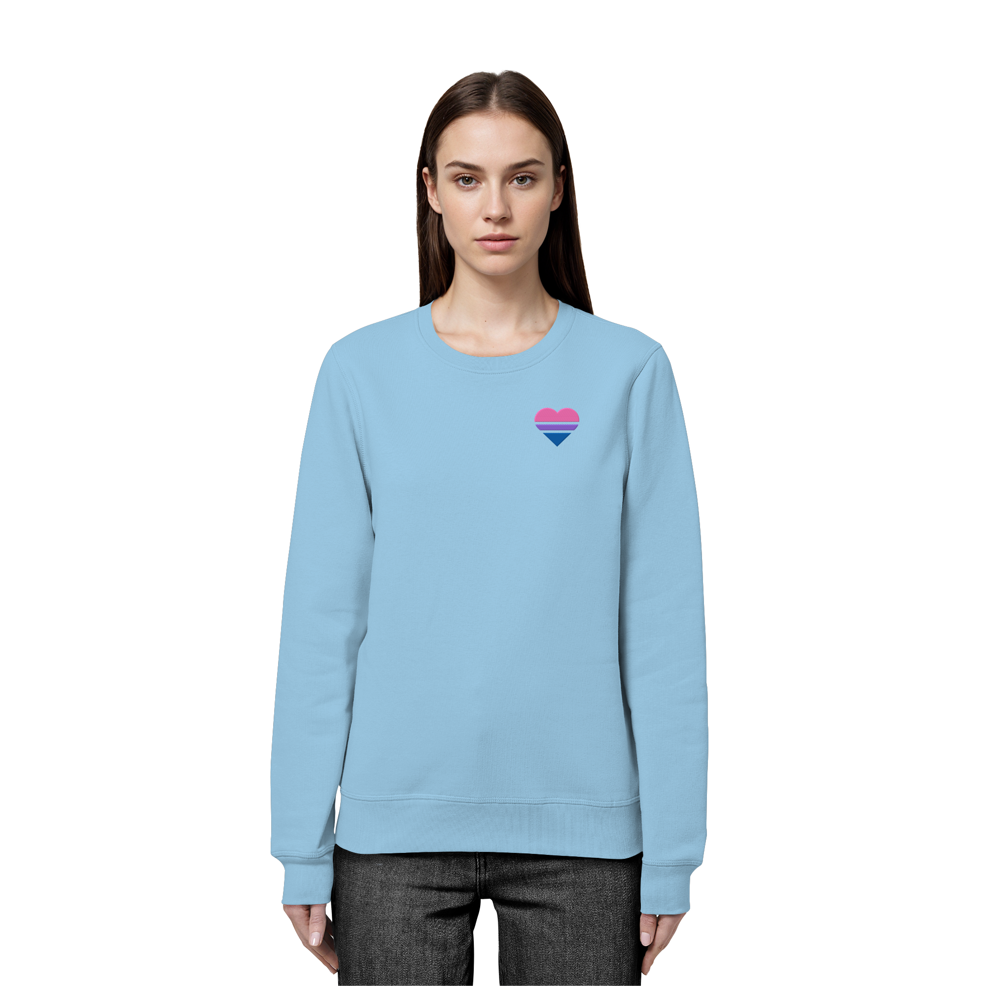 Organic Basic Sweatshirt - Bisexual Flag Herz Stick