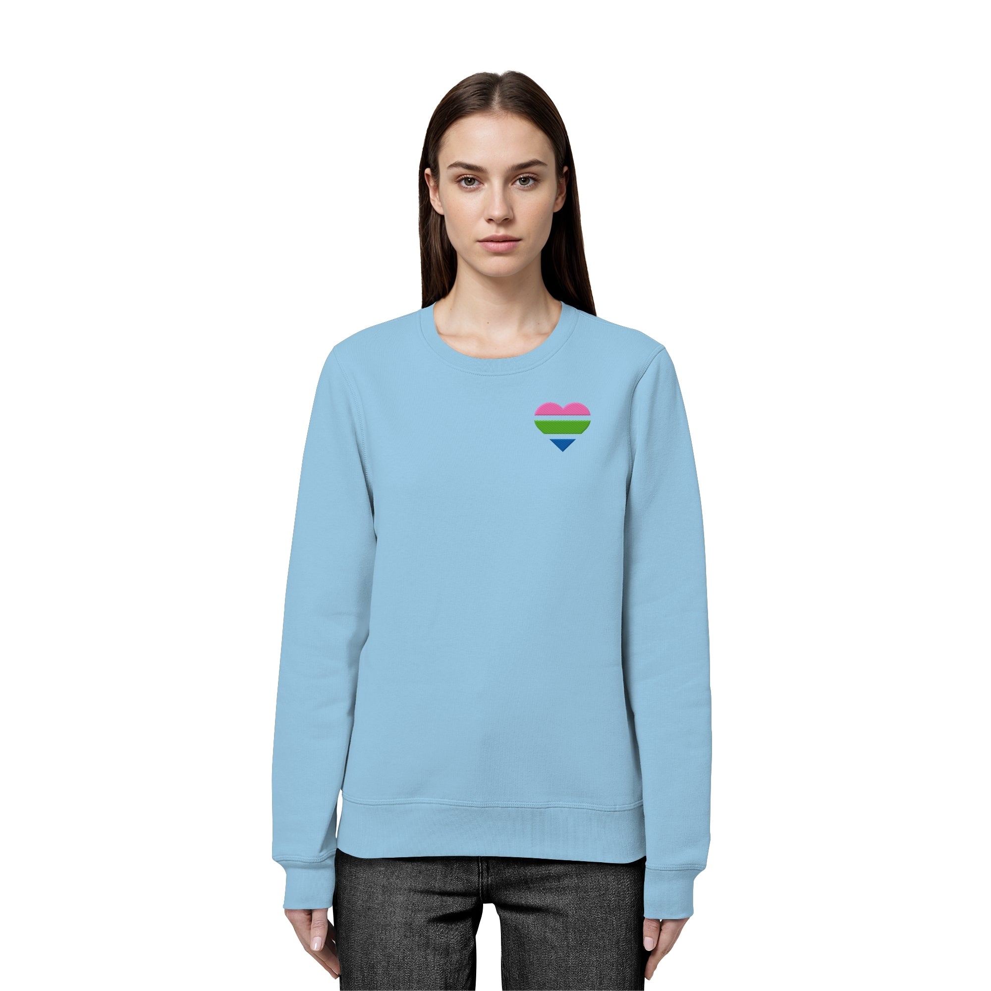 Organic Basic Sweatshirt - Polysexual Flag Herz Stick