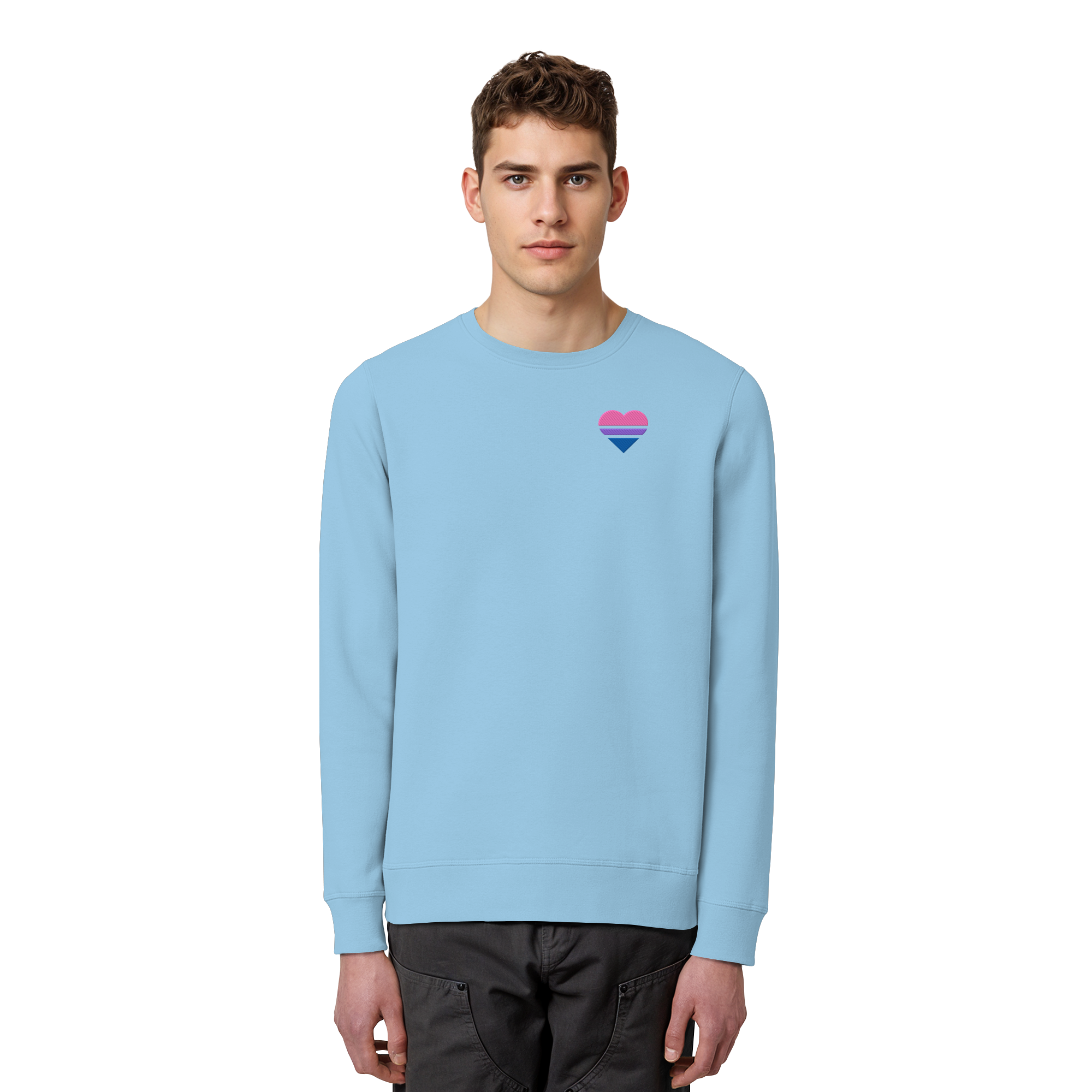 Organic Basic Sweatshirt - Bisexual Flag Herz Stick
